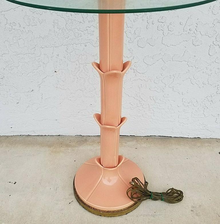 Hollywood Regency Serge Roche Glazed Ceramic Table Floor Lamp For Sale