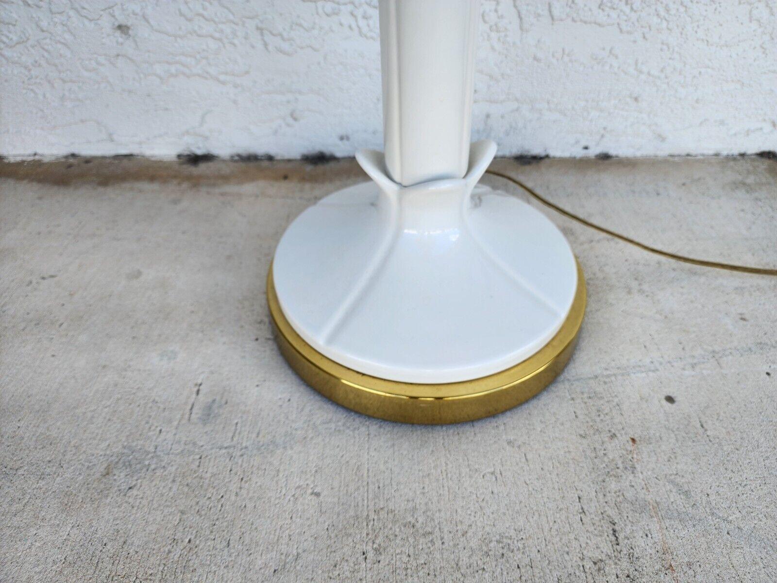 Late 20th Century Serge Roche Glazed Ceramic Table Floor Lamp White For Sale