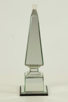Serge Roche Mirrored Obelisk with Crystal Ball Finial