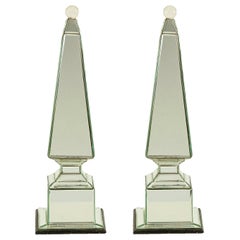 Serge Roche Mirrored Obelisk with Crystal Ball Finial
