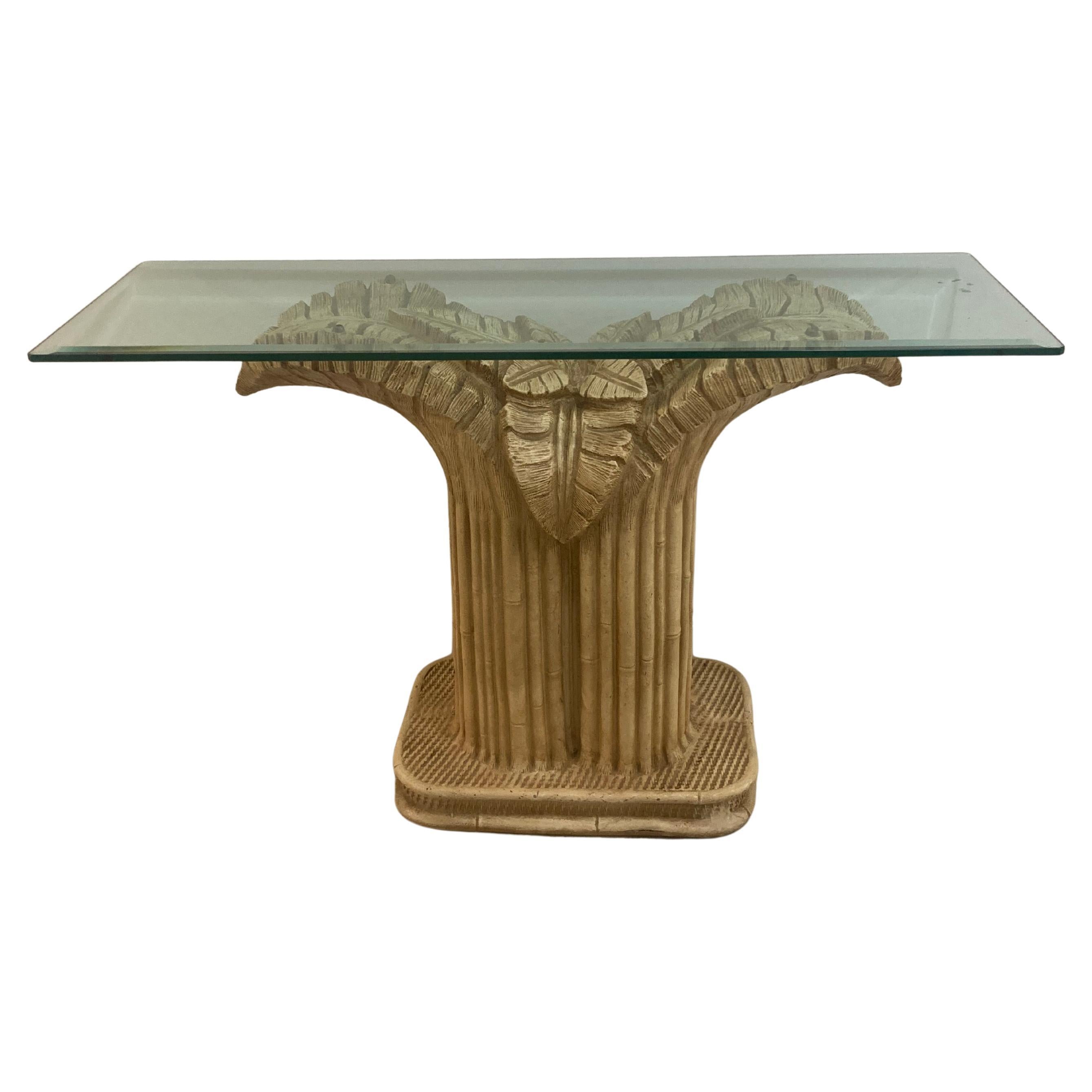Serge Roche Palm Console with Glass Top For Sale
