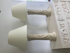 Serge Roche Plaster Palm Leaf Table Lamps -a Pair