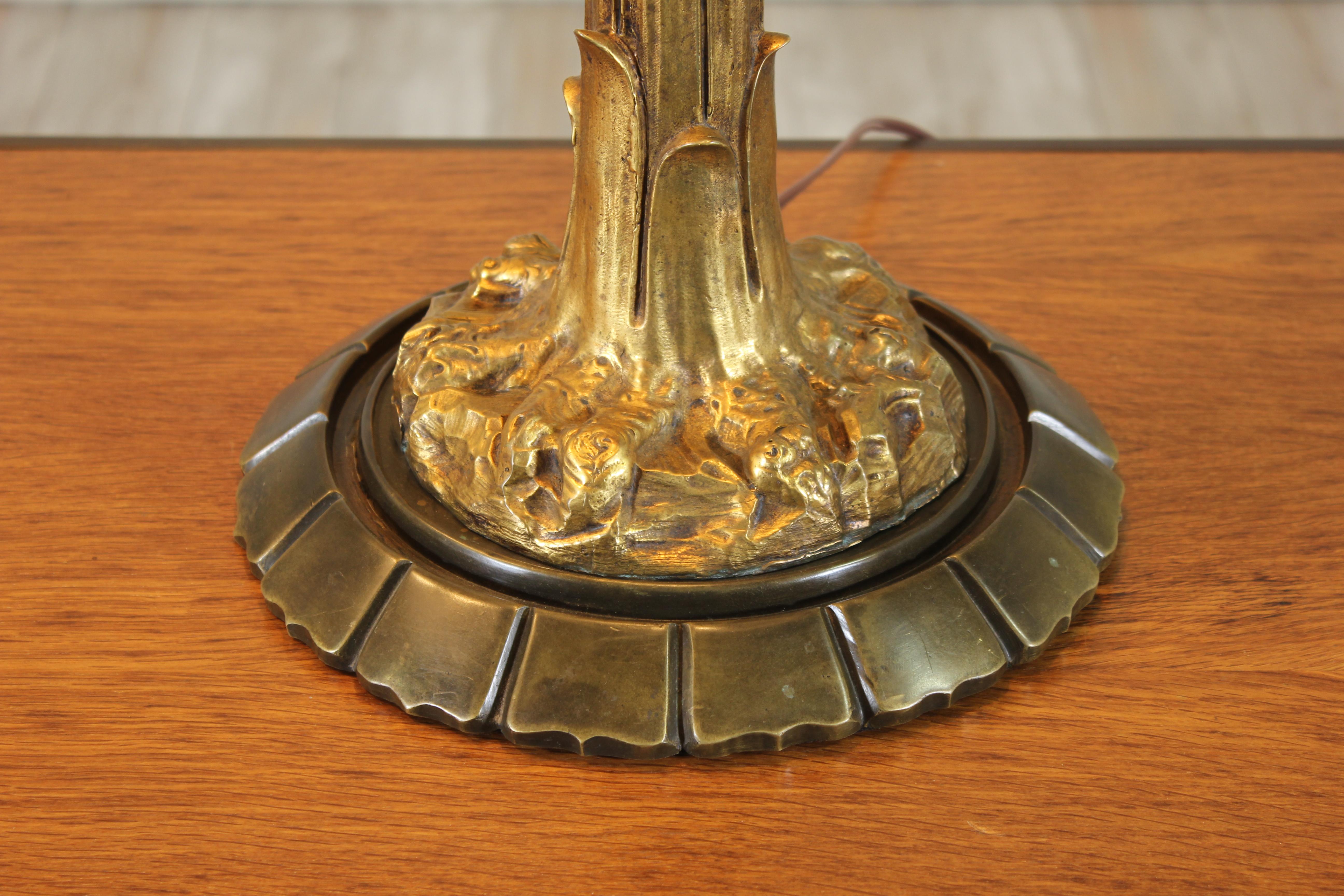 Mid-20th Century Serge Roché-Style Bronze Doré Table Lamps, a Pair