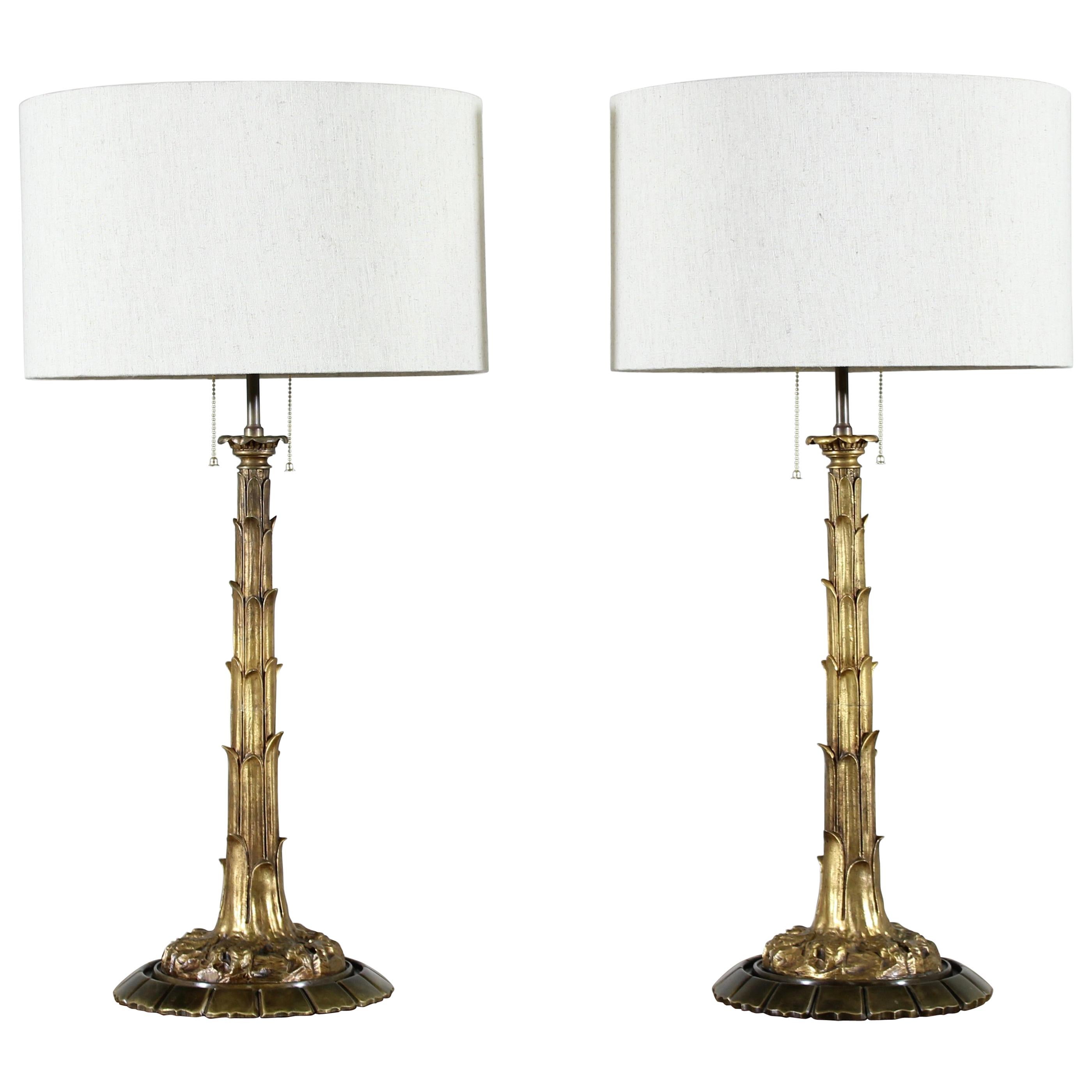 Serge Roché-Style Bronze Doré Table Lamps, a Pair