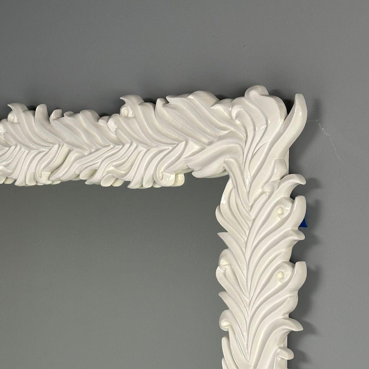 Serge Roche Style, Contemporary, Rectangular Leaf Wall Mirrors, White Lacquer For Sale 5