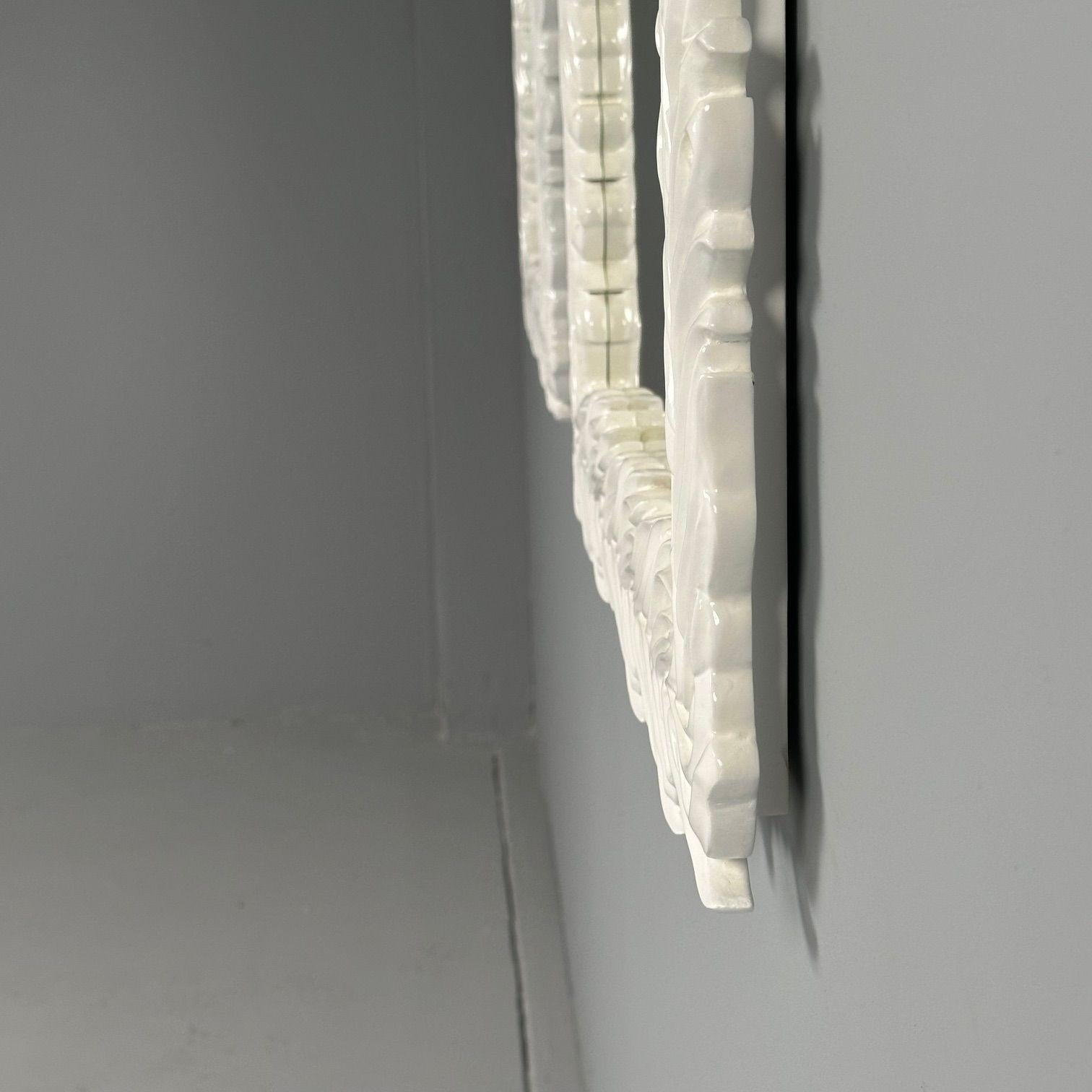 Serge Roche Style, Contemporary, Rectangular Leaf Wall Mirrors, White Lacquer For Sale 6