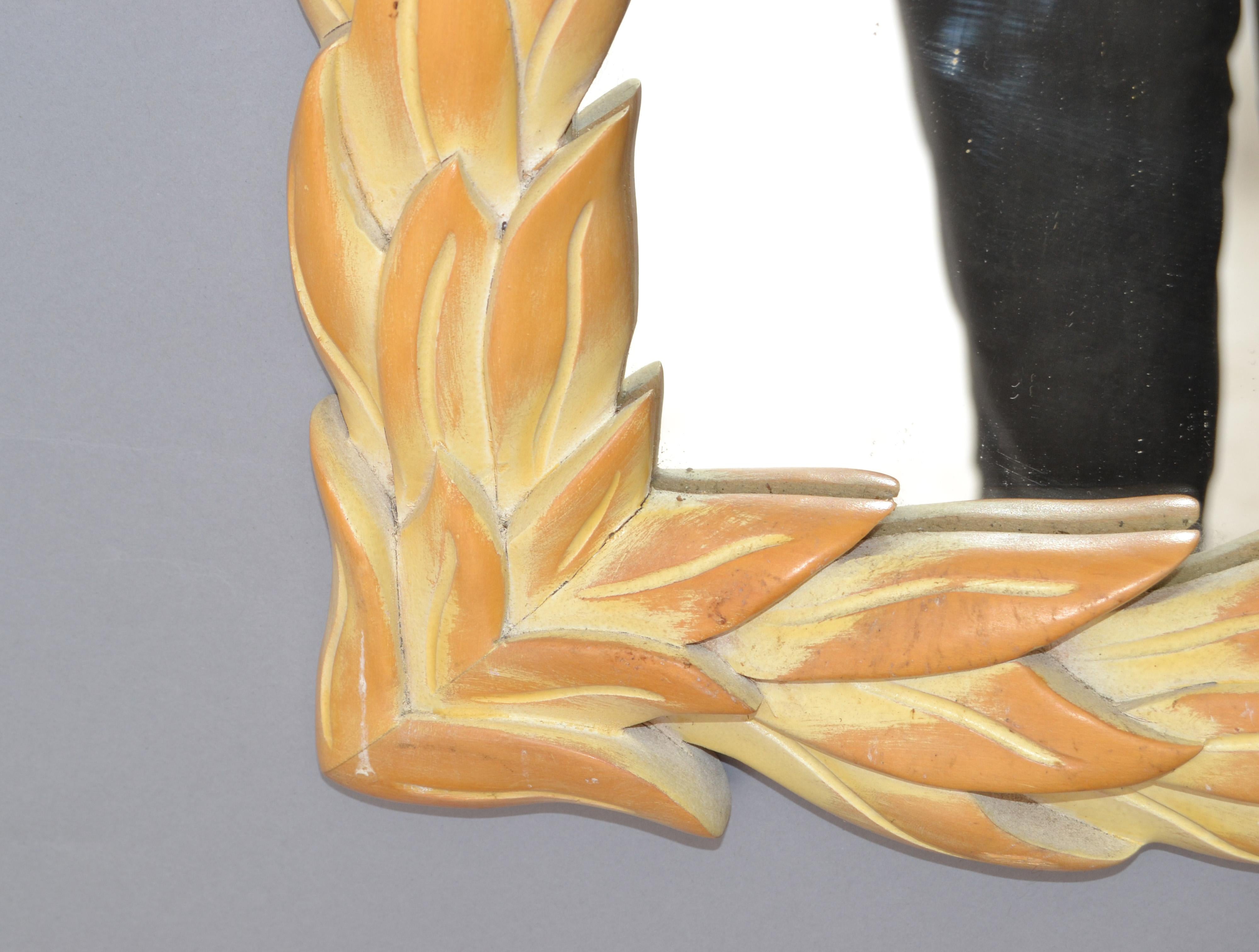 Console et miroir en bois sculpté à la main à motif de feuilles de palmier, style Hollywood Regency, Serge Roche en vente 3