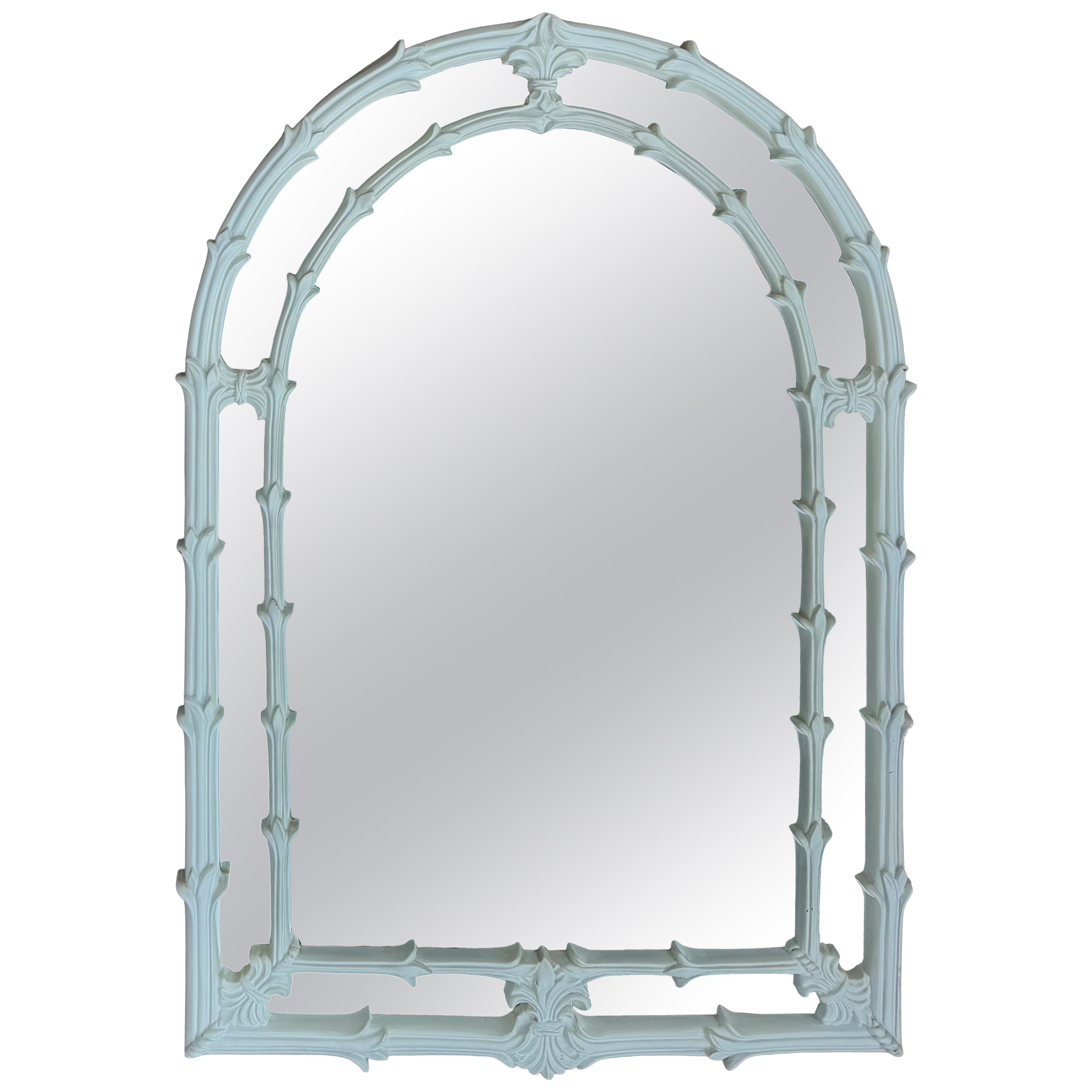 Espejo de pared con forma de hoja de palmera, de madera lacada, estilo Hollywood Regency, de Serge Roche en venta