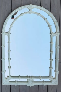 Specchio da parete in legno laccato con motivo a foglie di palma in stile Hollywood Regency di Serge Roche