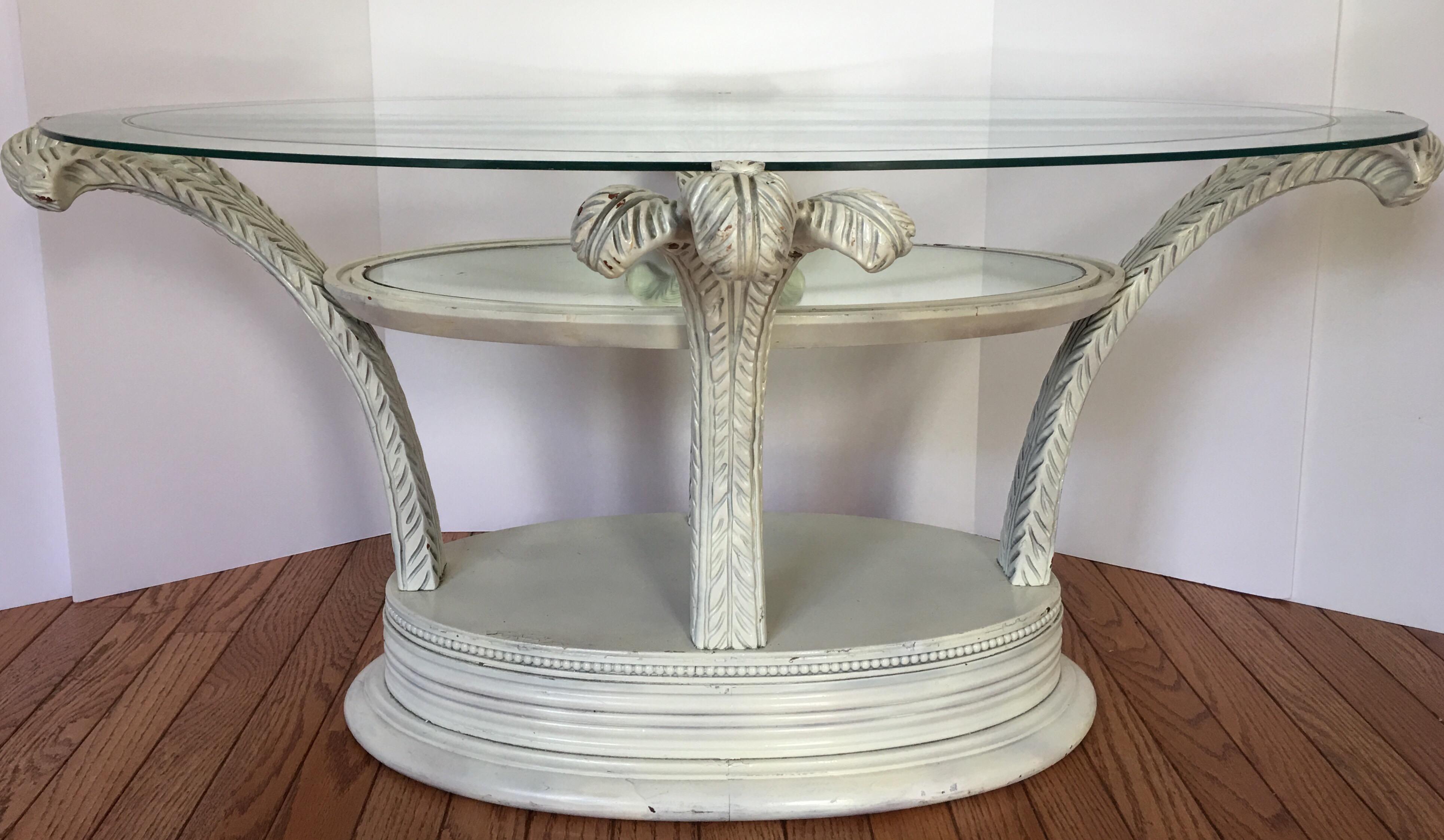 Serge Roche Style Hollywood Regency Plume Coffee Table In Good Condition In Lambertville, NJ