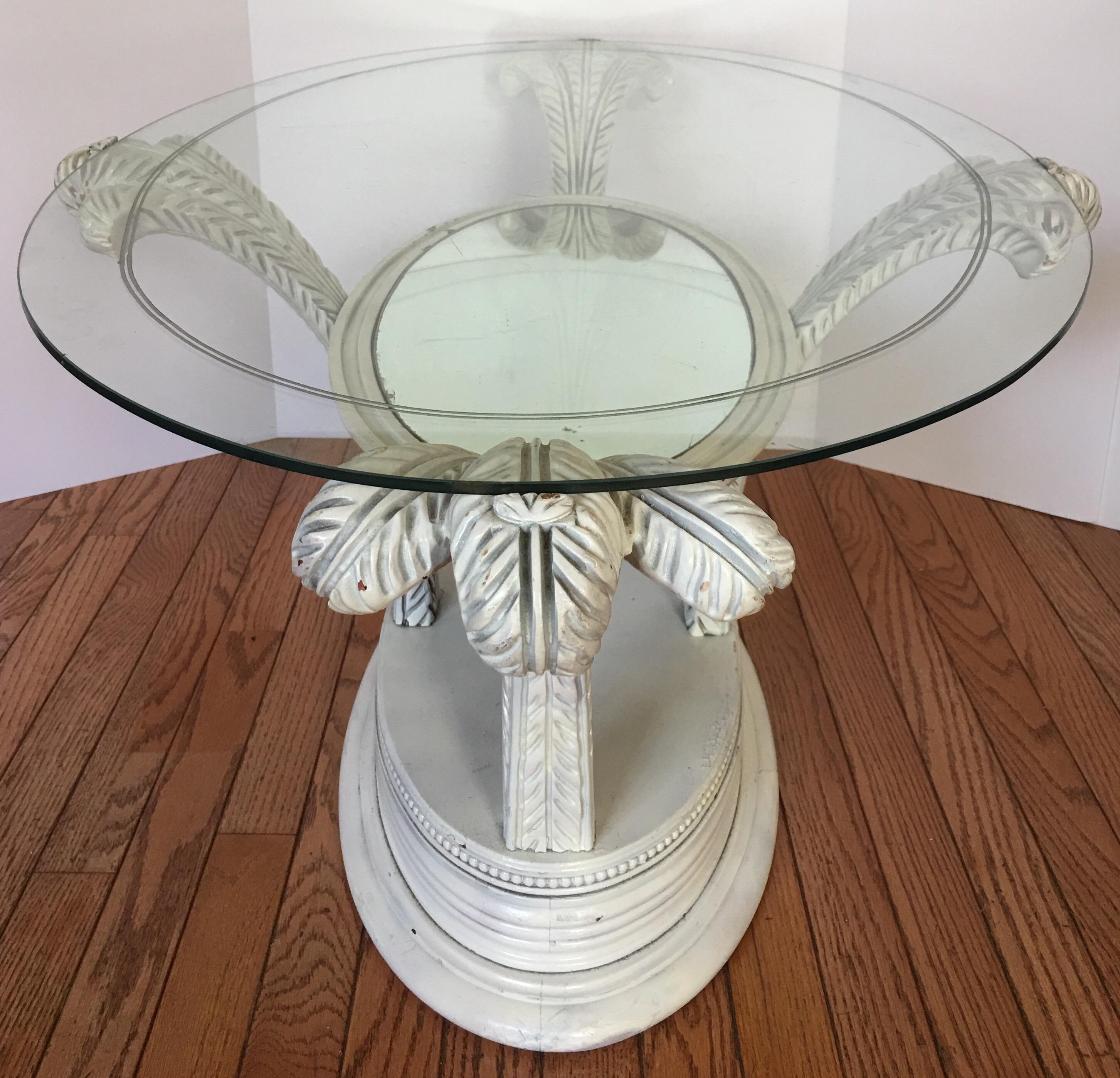 Glass Serge Roche Style Hollywood Regency Plume Coffee Table
