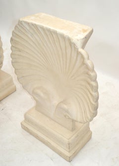 Serge Roche Style Mid-Century Modern Nautical Carved Concrete Seashell Console
