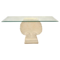 Serge Roche Style Mid-Century Modern Nautical Carved Concrete Seashell Console
