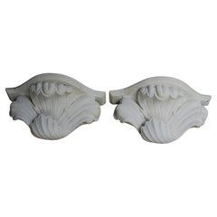 Serge Roche Style Pair White Plaster Wall Brackets