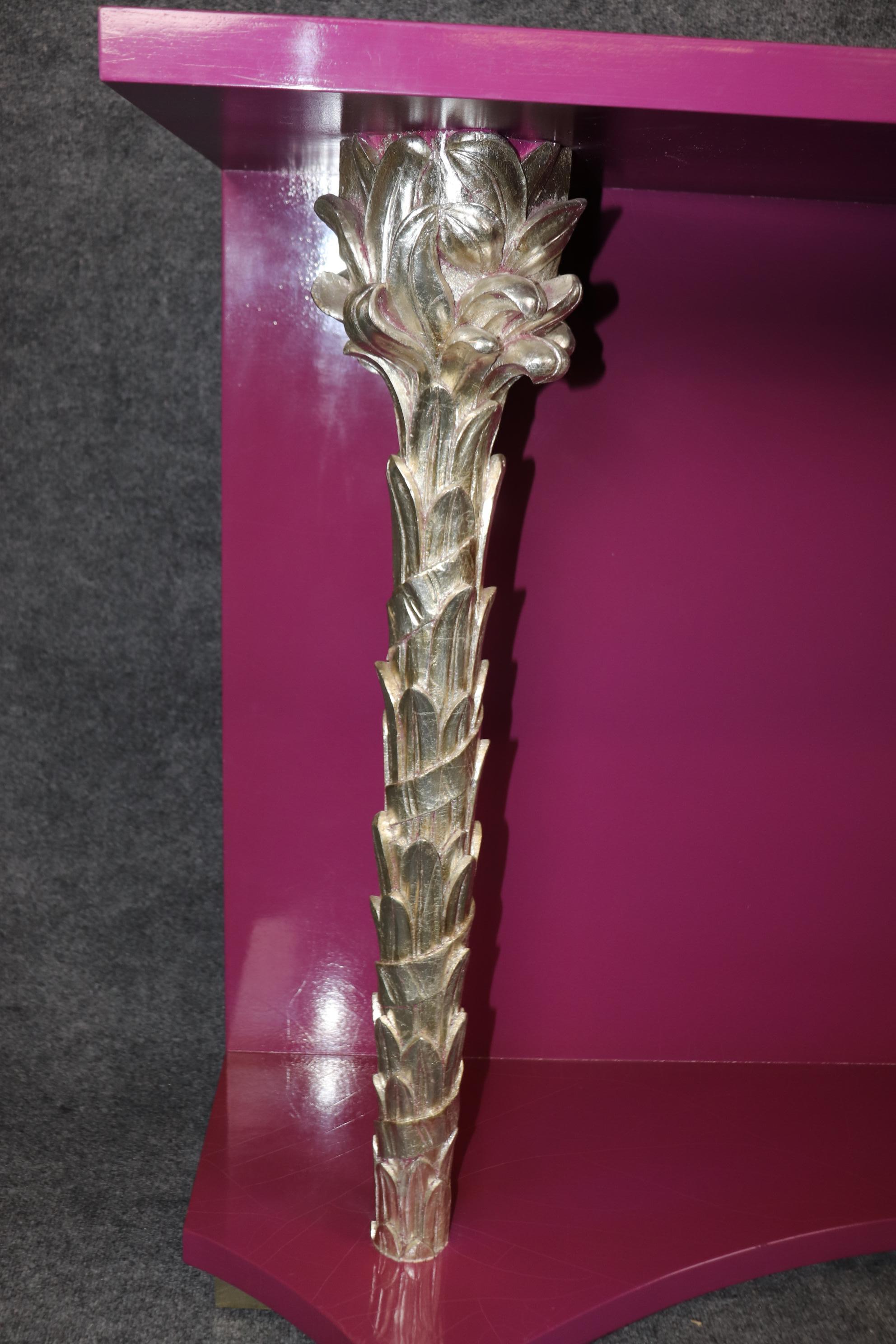 Konsolentisch im Serge Roche-Stil mit Palm Frond-Blättern, Blattsilber und Lackierung  (Walnuss) im Angebot