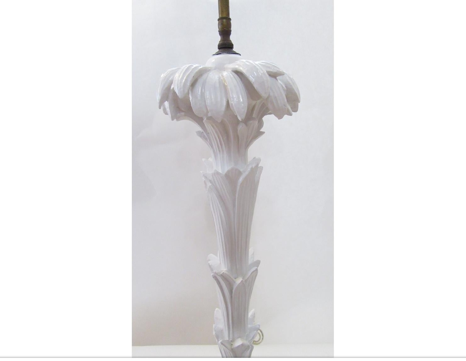 Hollywood Regency Serge Roche Style Palm Tree Table Lamps a Pair For Sale