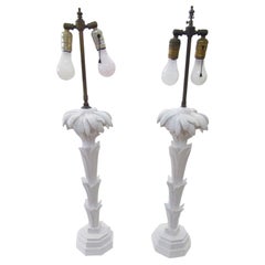 Serge Roche Style Palm Tree Table Lamps a Pair