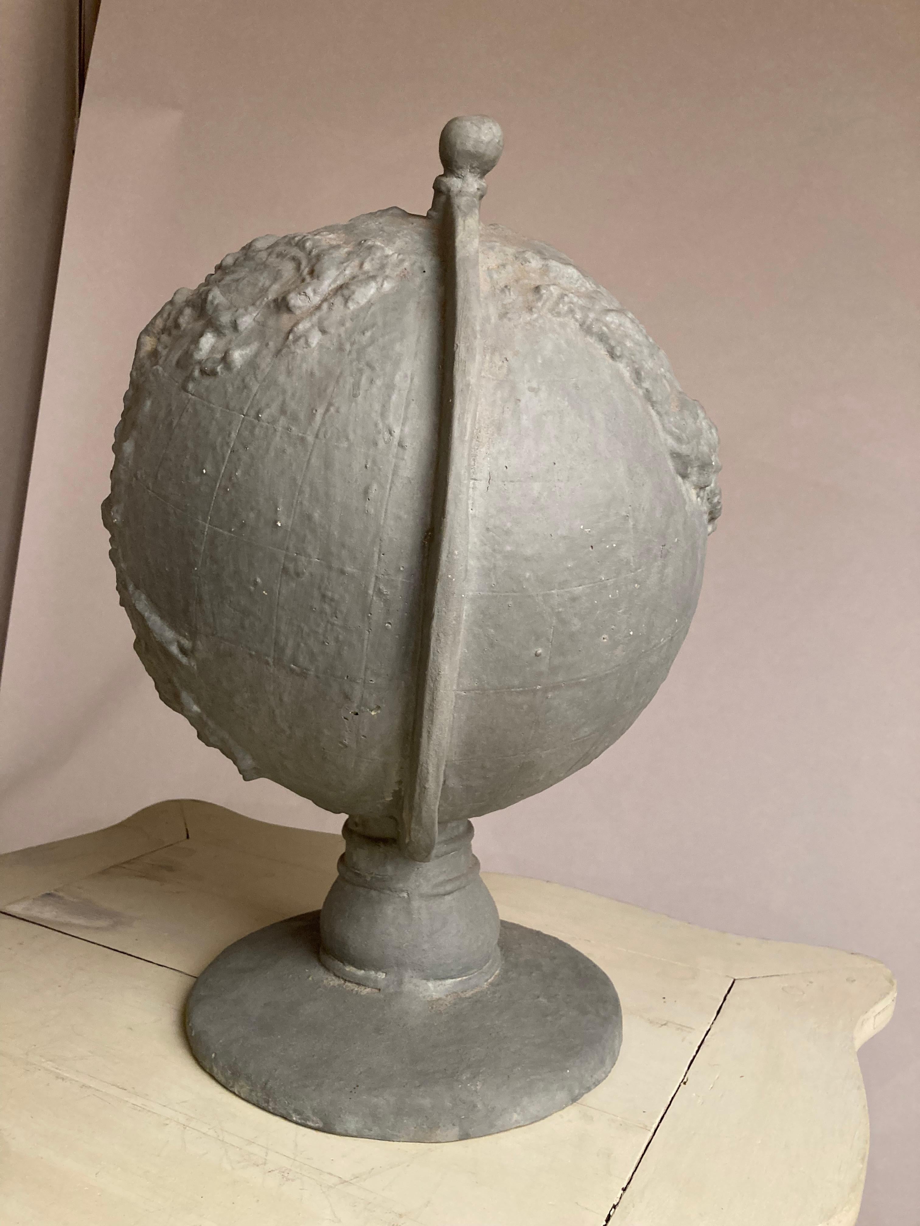 Mid-Century Modern Serge Roche Style Painted Plaster Globe of the Earth