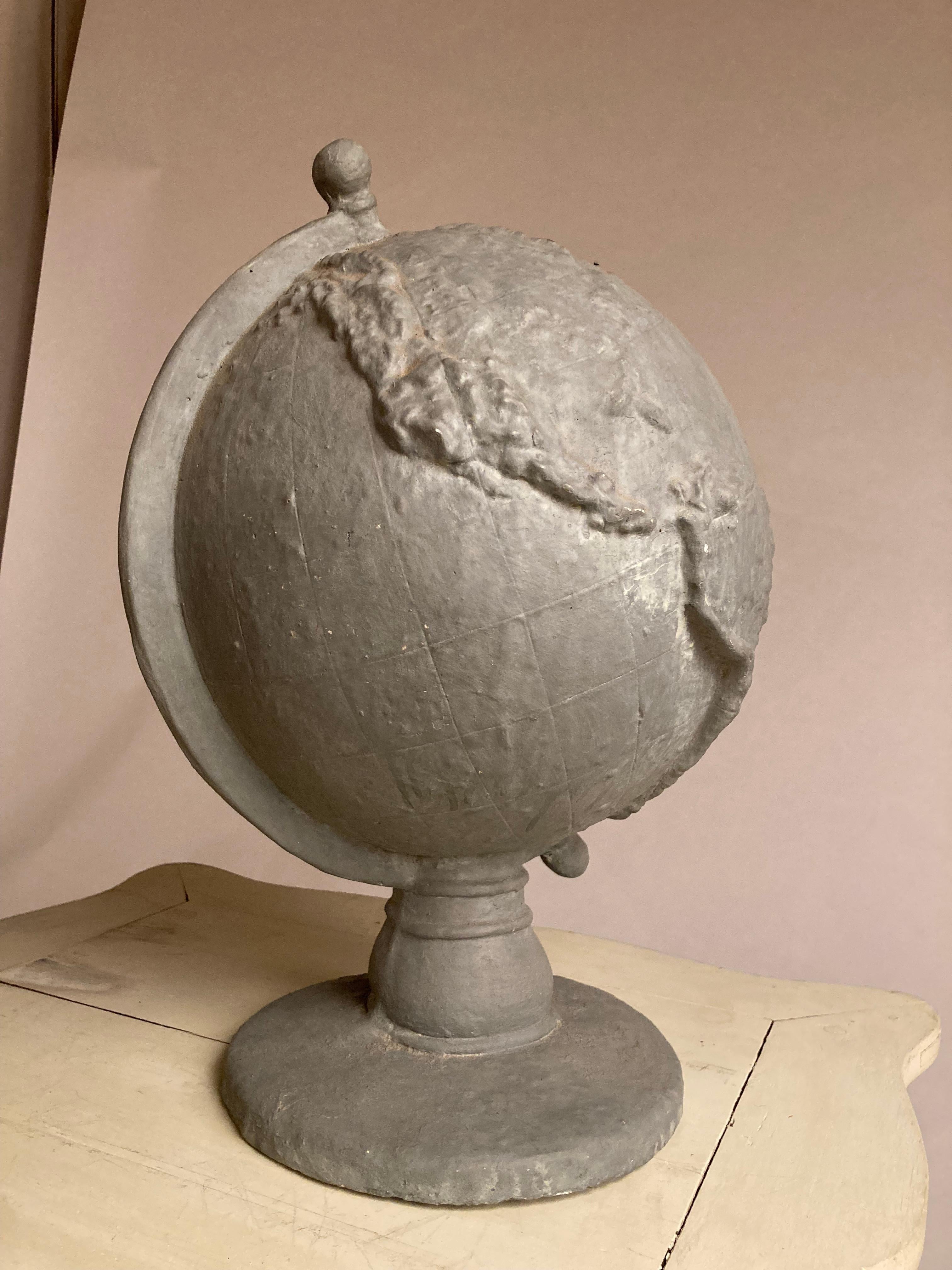French Serge Roche Style Painted Plaster Globe of the Earth