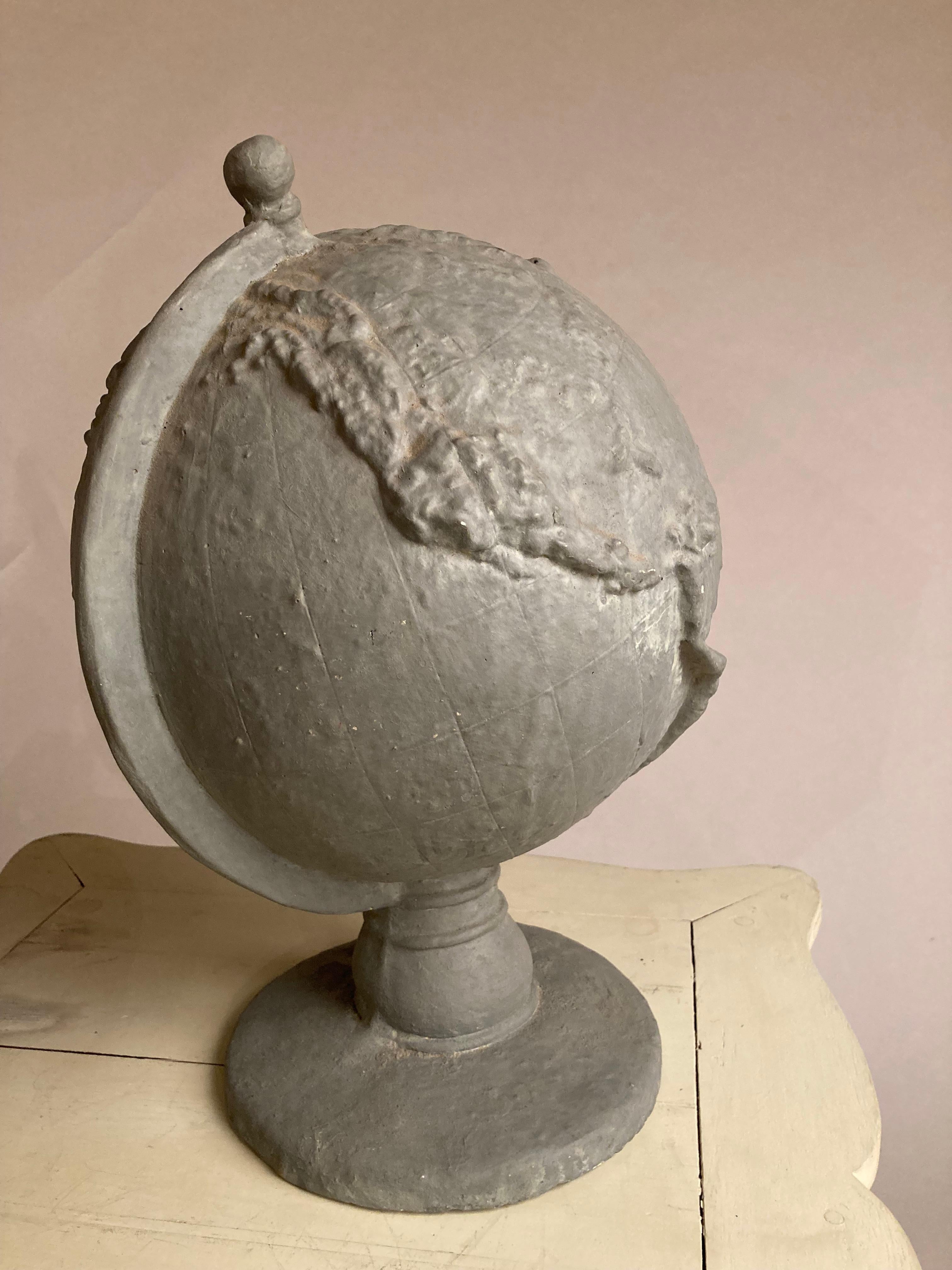 Serge Roche Style Painted Plaster Globe of the Earth In Good Condition In Stamford, CT
