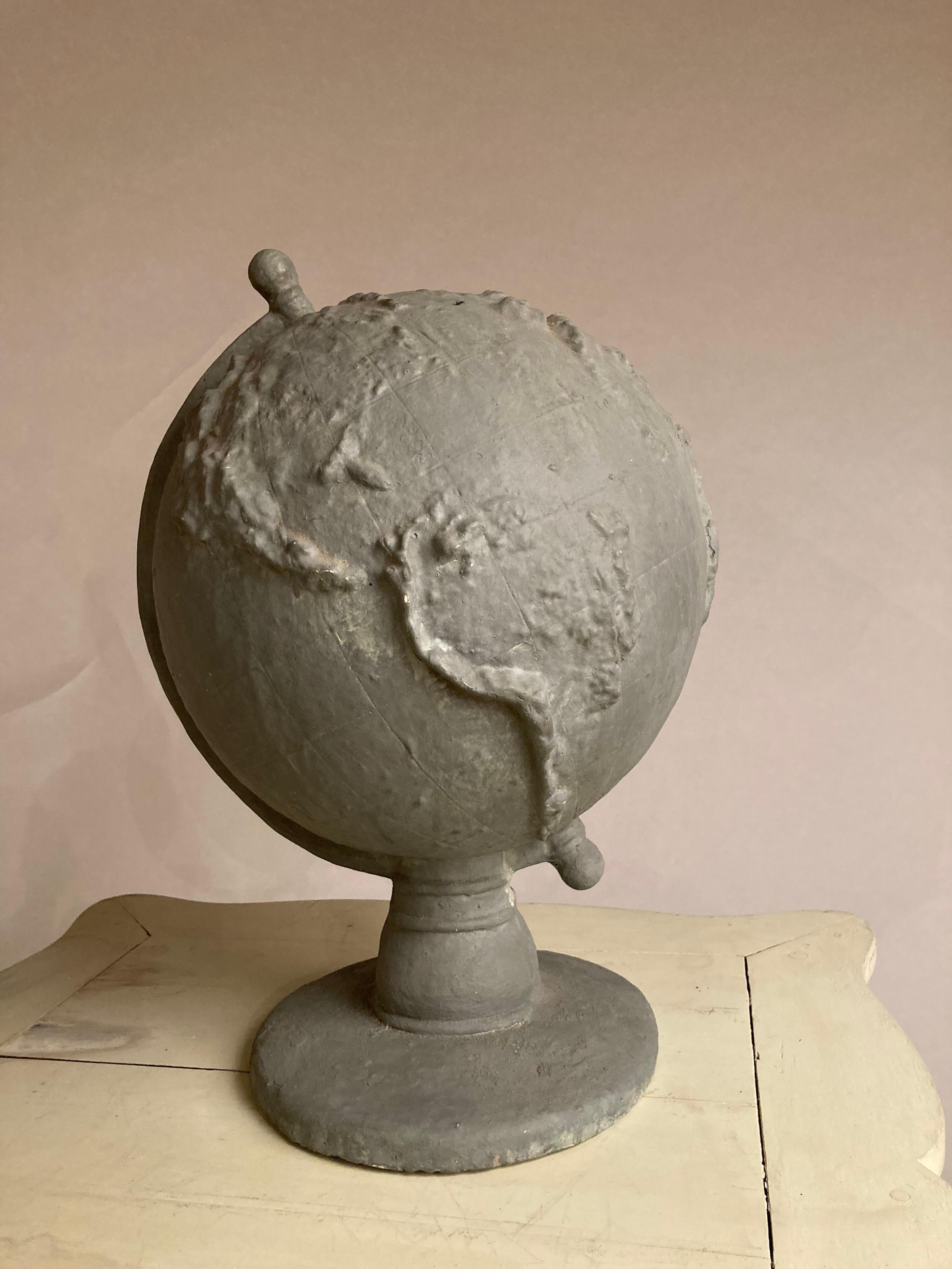 20th Century Serge Roche Style Painted Plaster Globe of the Earth