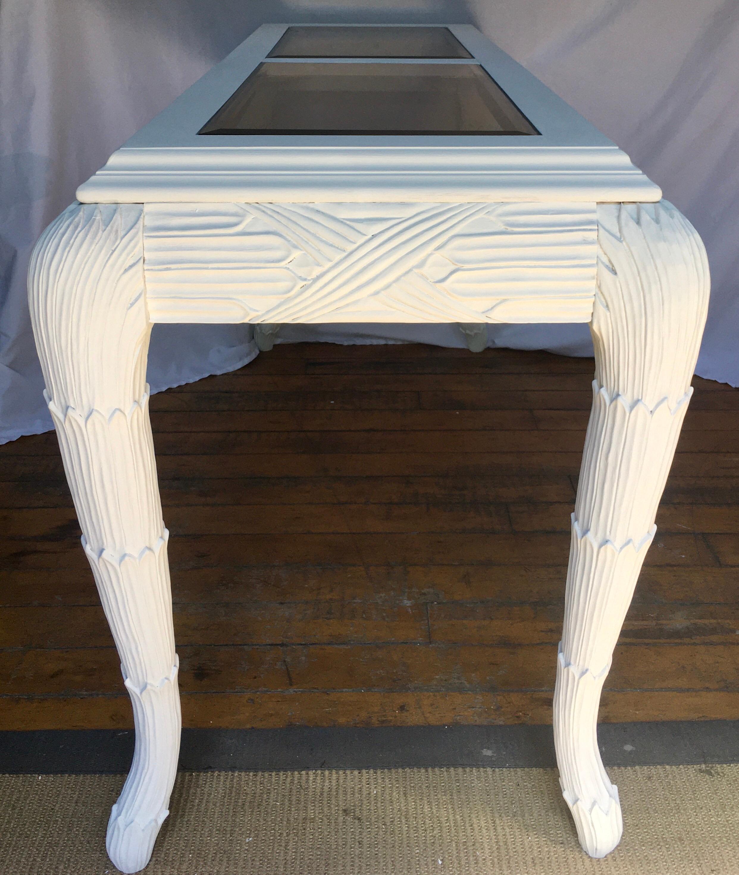 white plaster console table