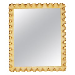 Serge Roche Style Scalloped Mirror with Pink Soda Wash on Gilt Gesso over Wood