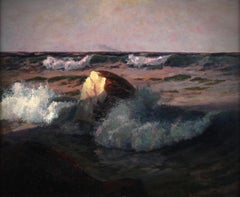 Ölgemälde auf Karton "Raue See mit Dampfer am Horizont" von S.A.Vinogradoff