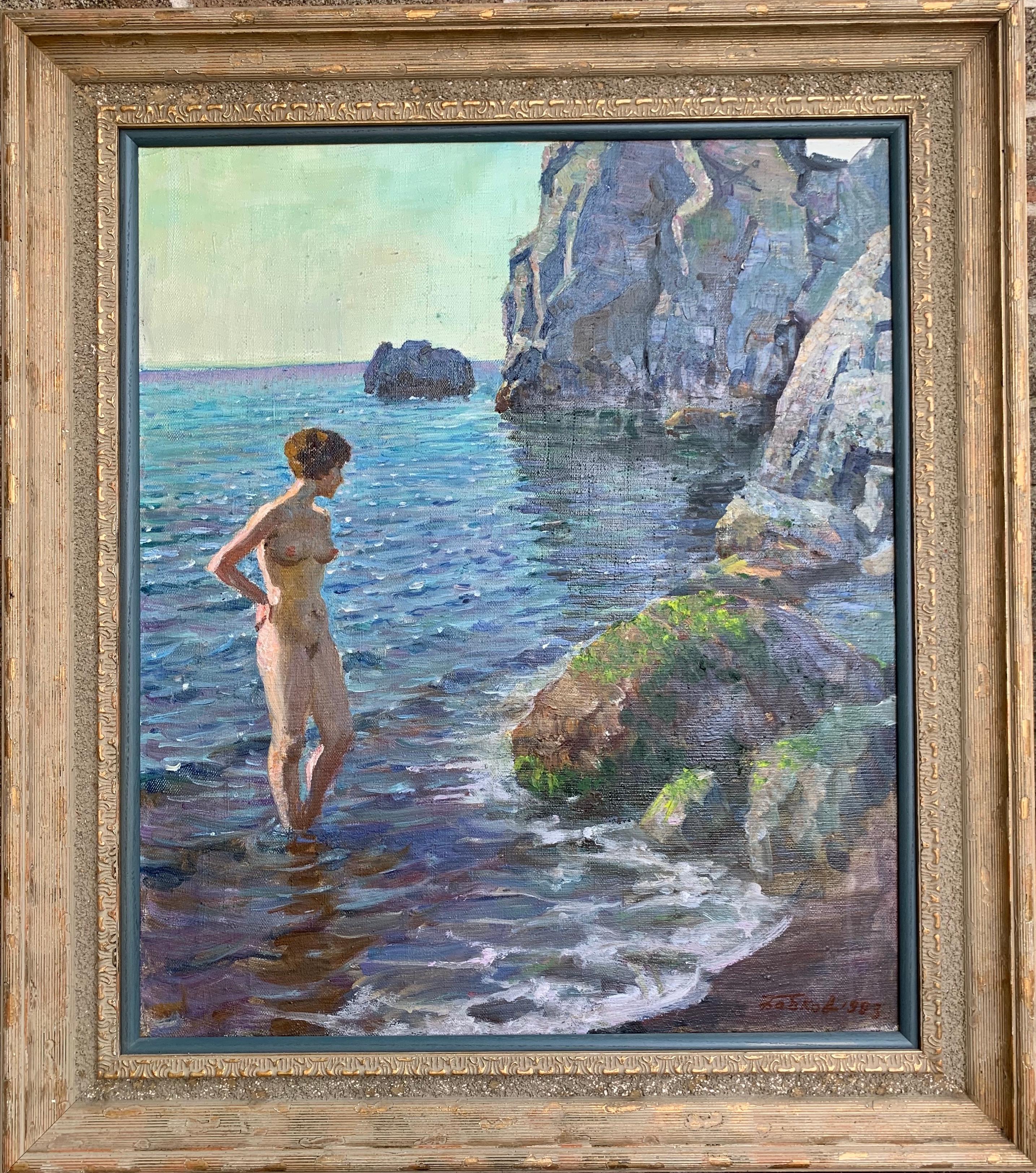 Sergei Babkov Nude Painting - Seascape with Nude