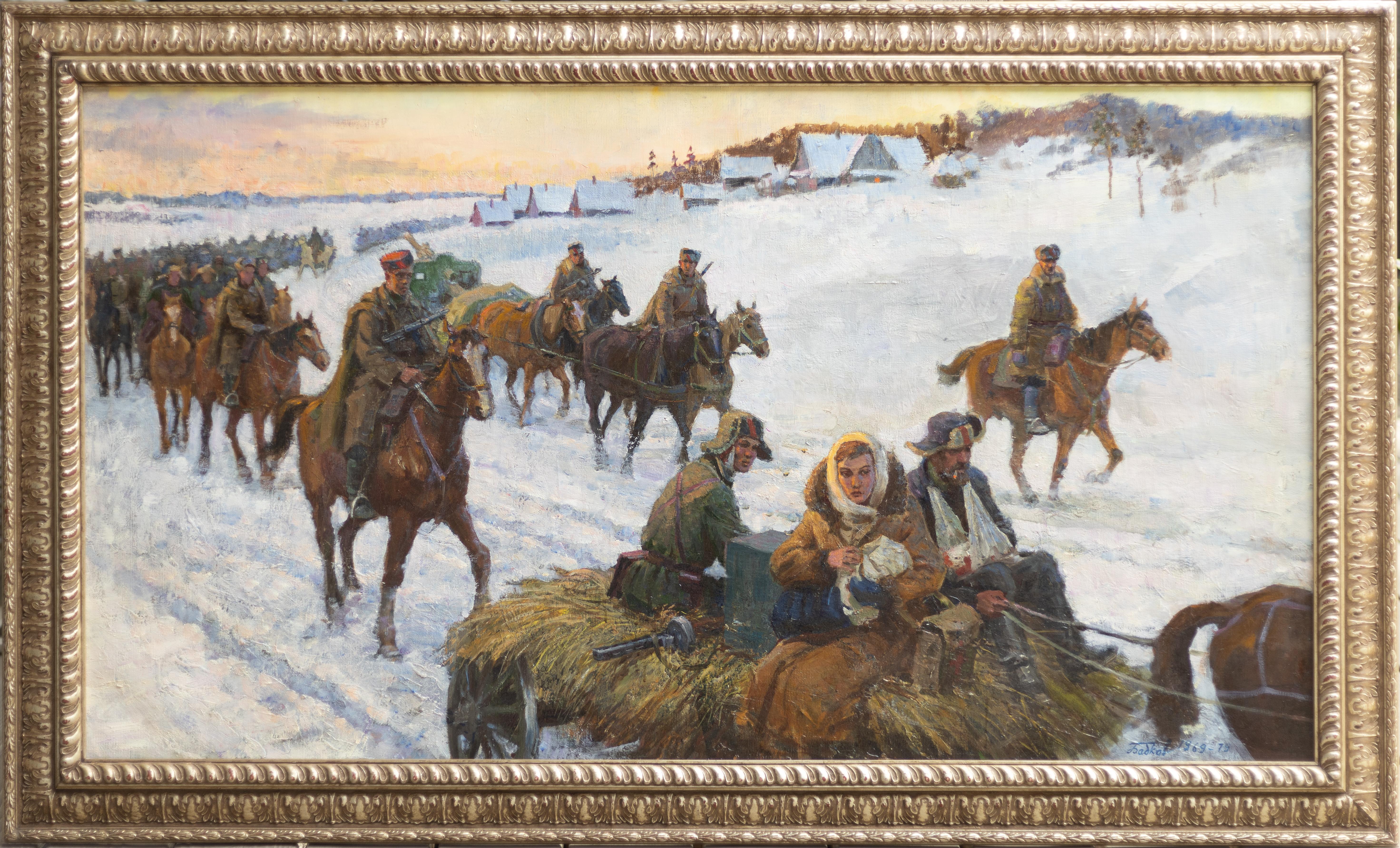 Russian Military Scene - Painting by Sergei Babkov