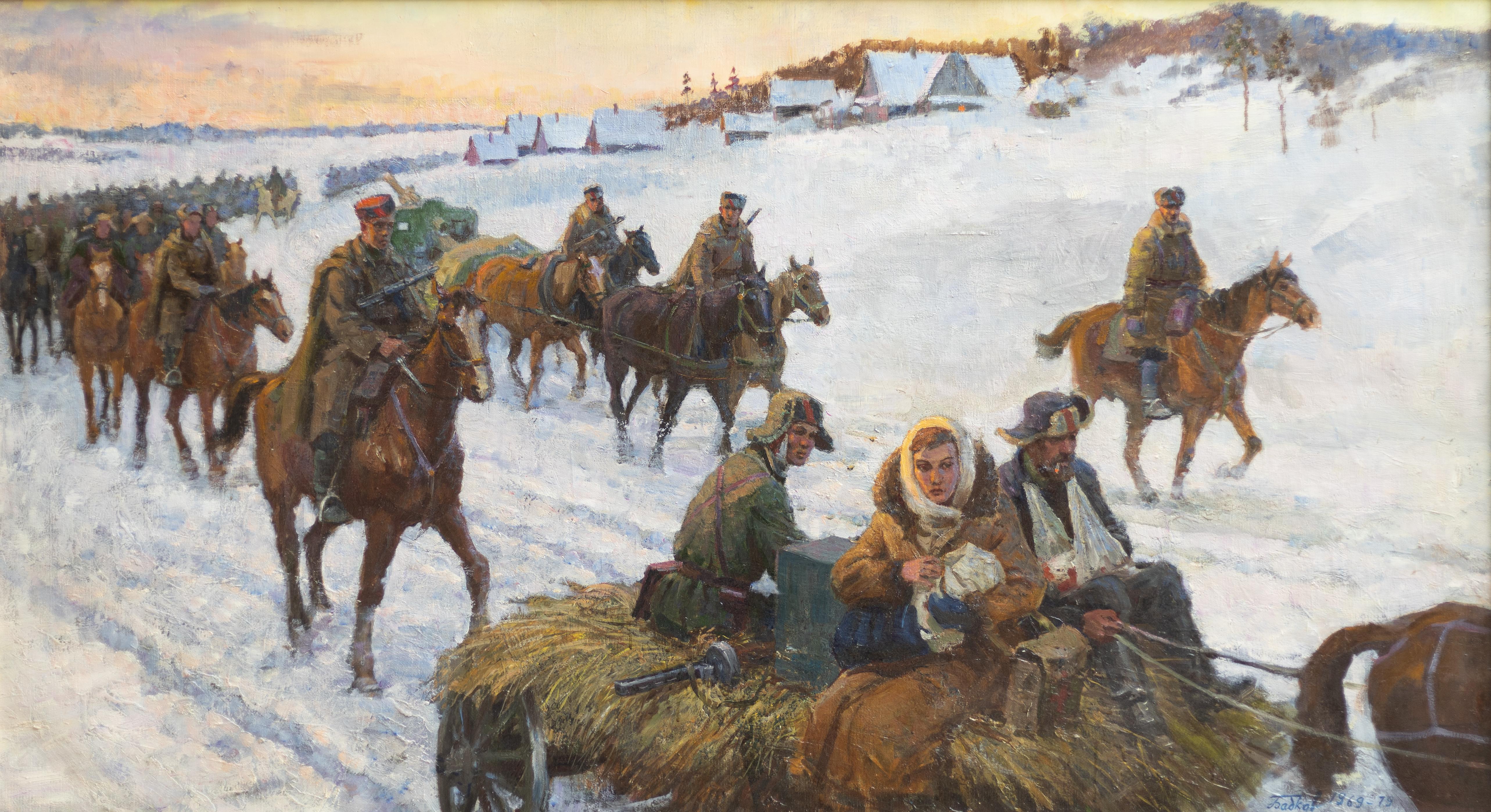 Sergei Babkov Landscape Painting - Russian Military Scene