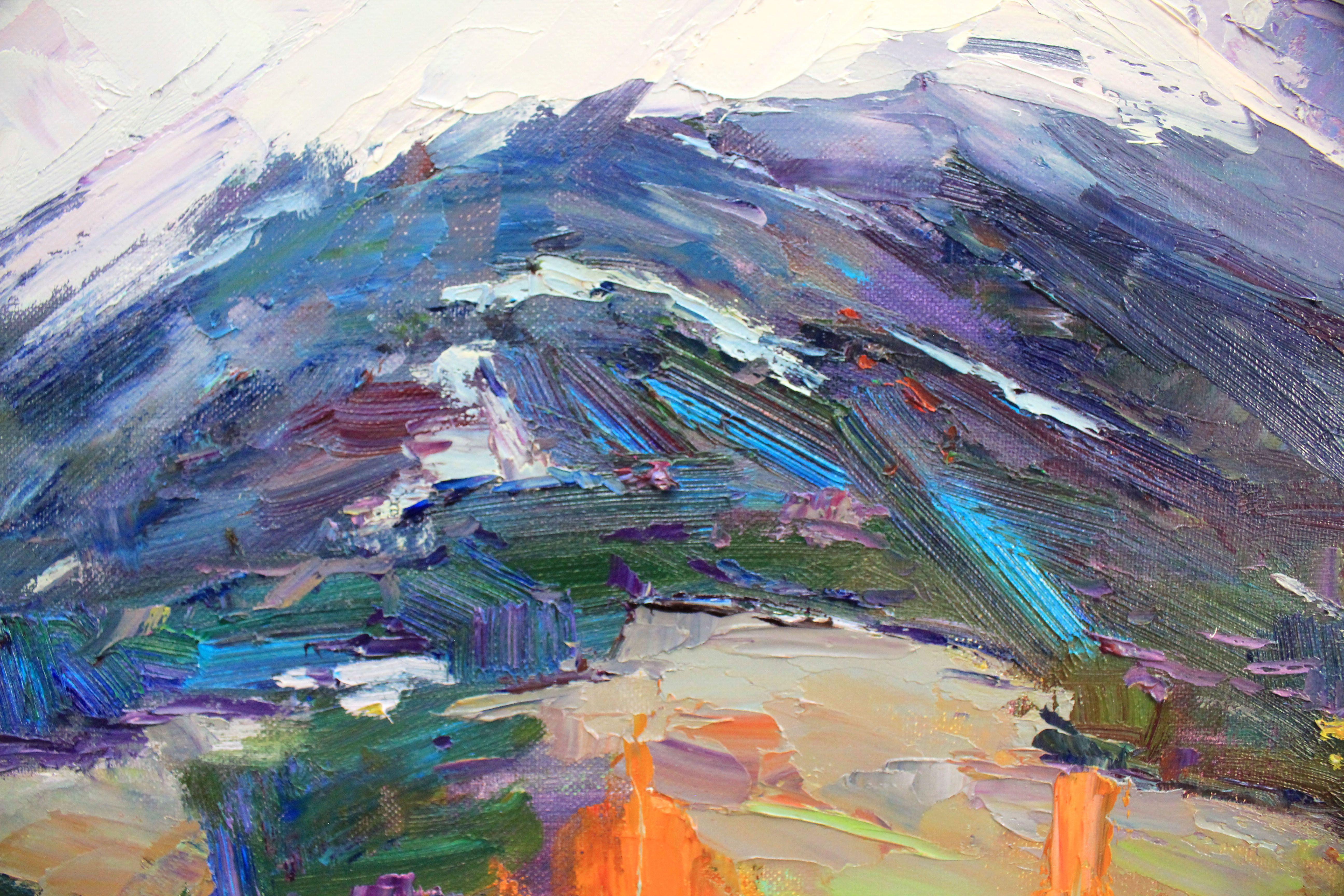 Among the mountains, Painting, Oil on Canvas For Sale 2
