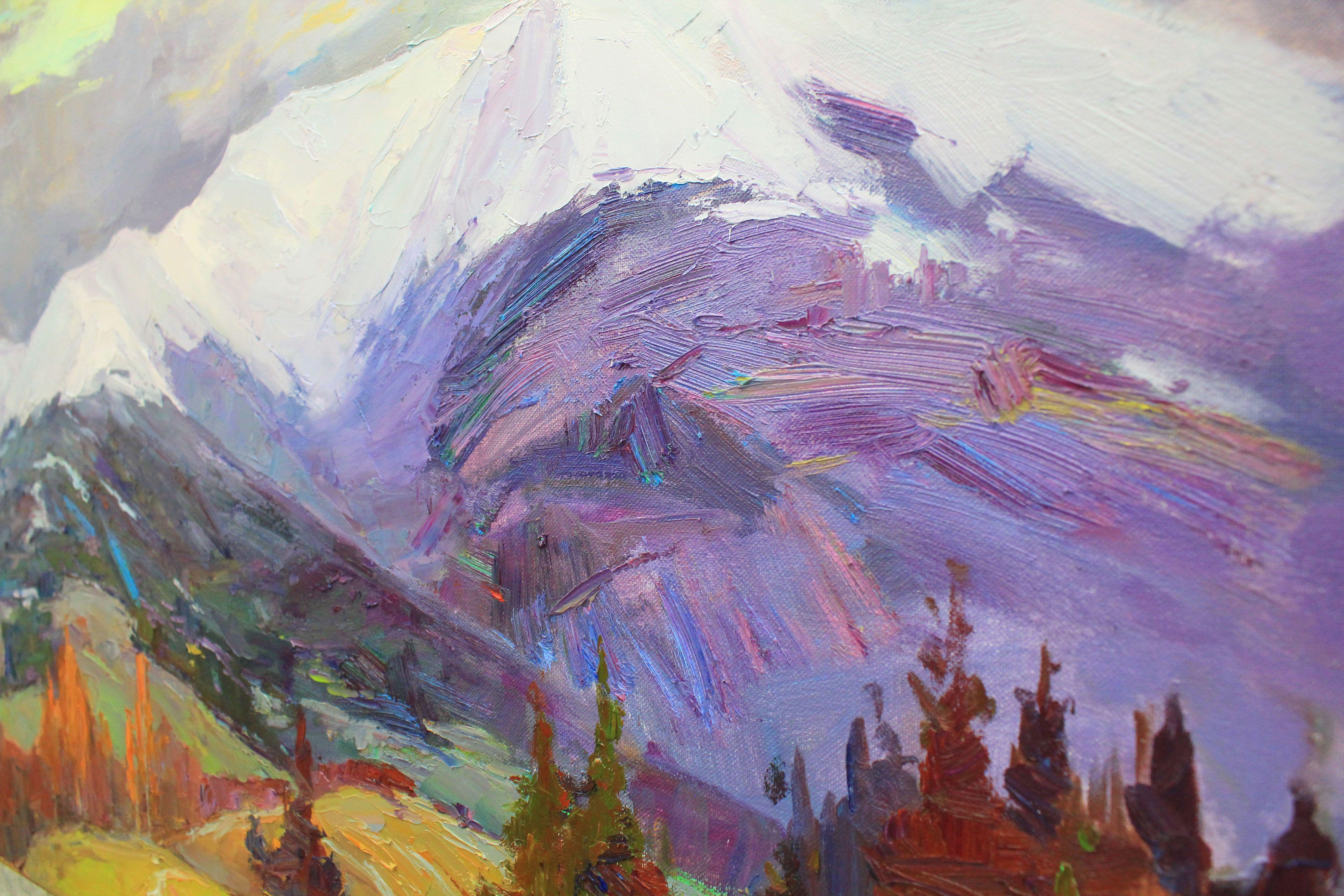 Among the mountains, Painting, Oil on Canvas For Sale 3