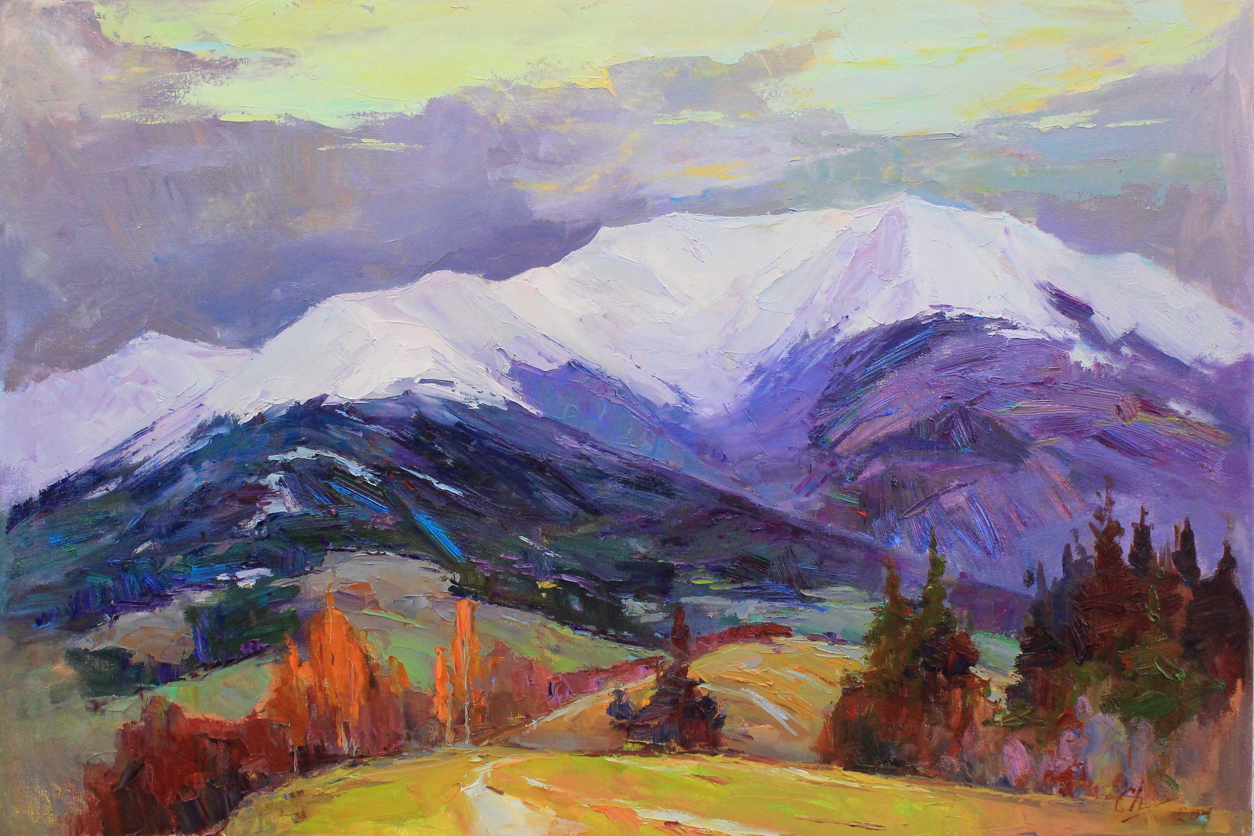 Sergei Chernyakovsky Landscape Painting - Among the mountains, Painting, Oil on Canvas