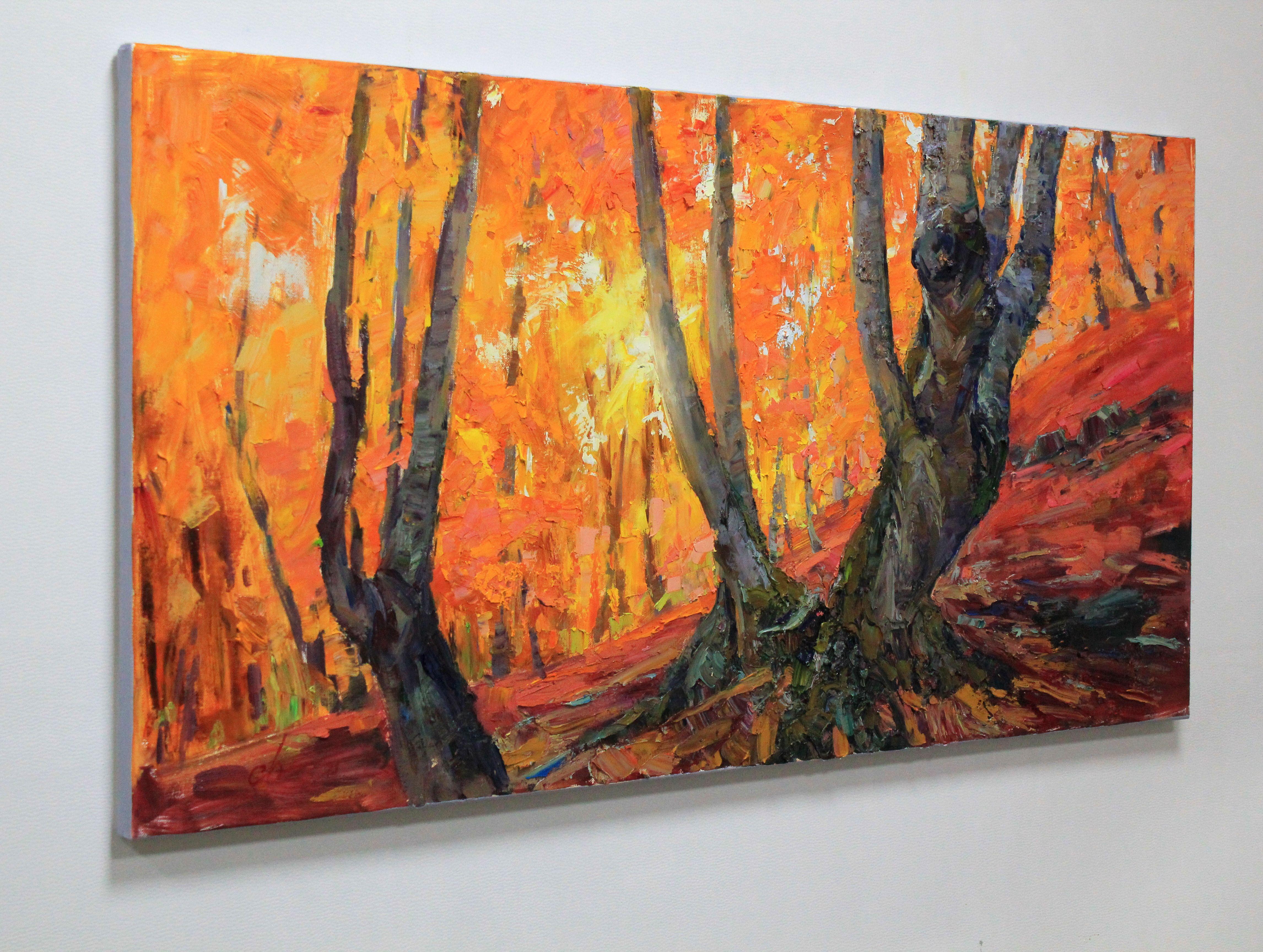 Autumn forest, Painting, Oil on Canvas For Sale 1