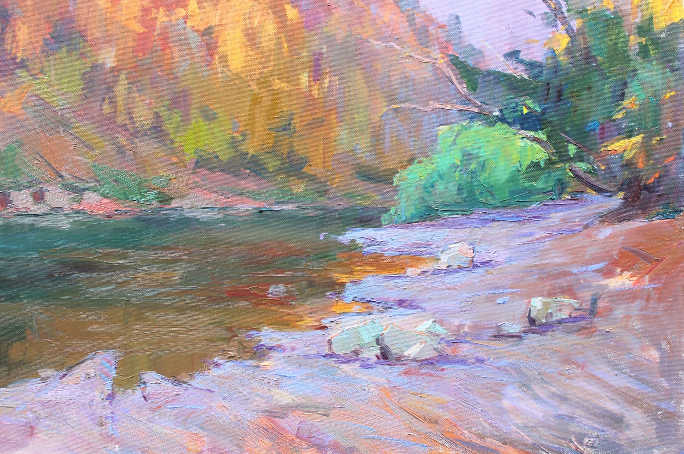 Herbst Harmonie, Gemälde, Öl auf Leinwand im Angebot 1