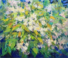 Peinture - arbre en fleurs, huile sur toile