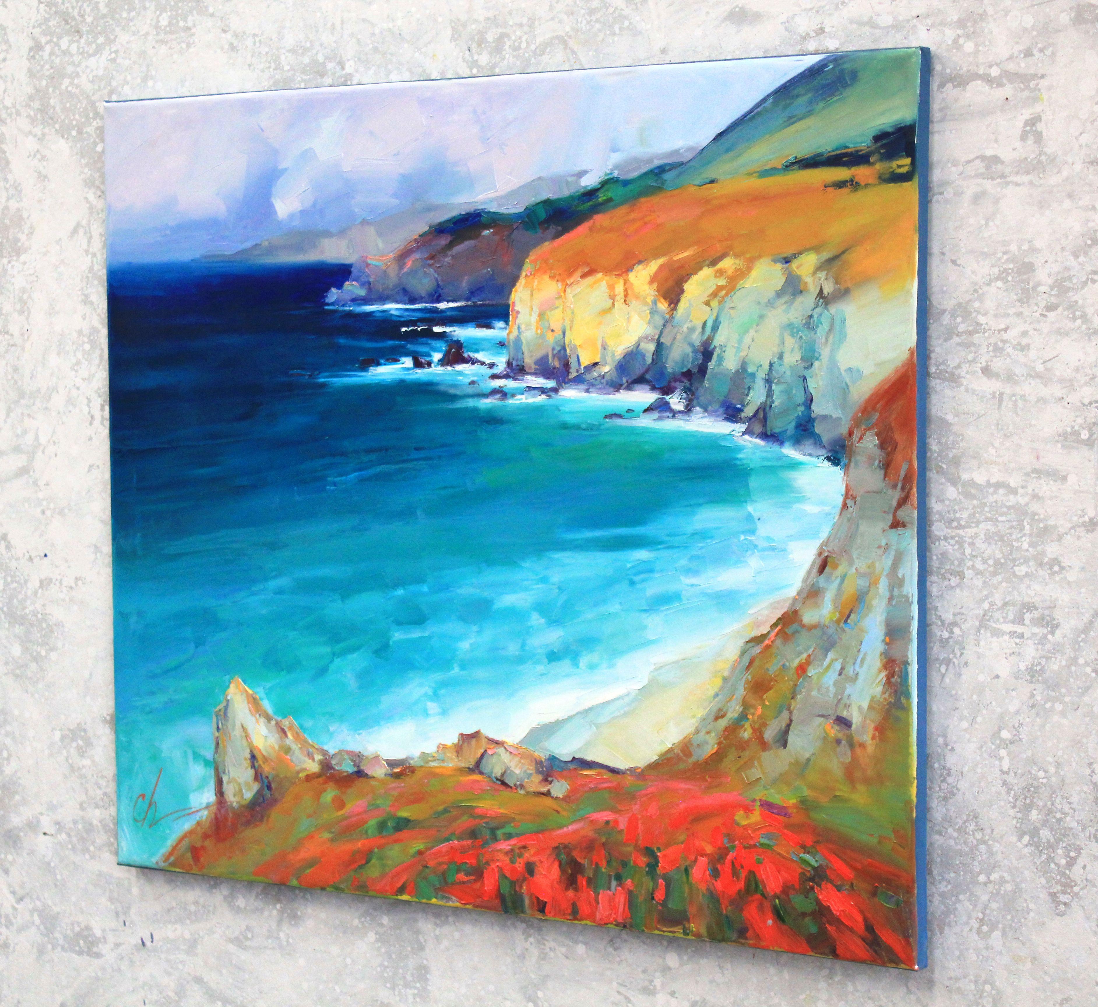 Coast Monterey, Painting, Oil on Canvas For Sale 1
