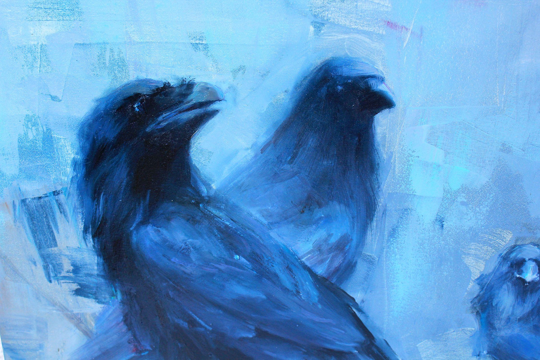 Crows, Painting, Oil on Canvas For Sale 1