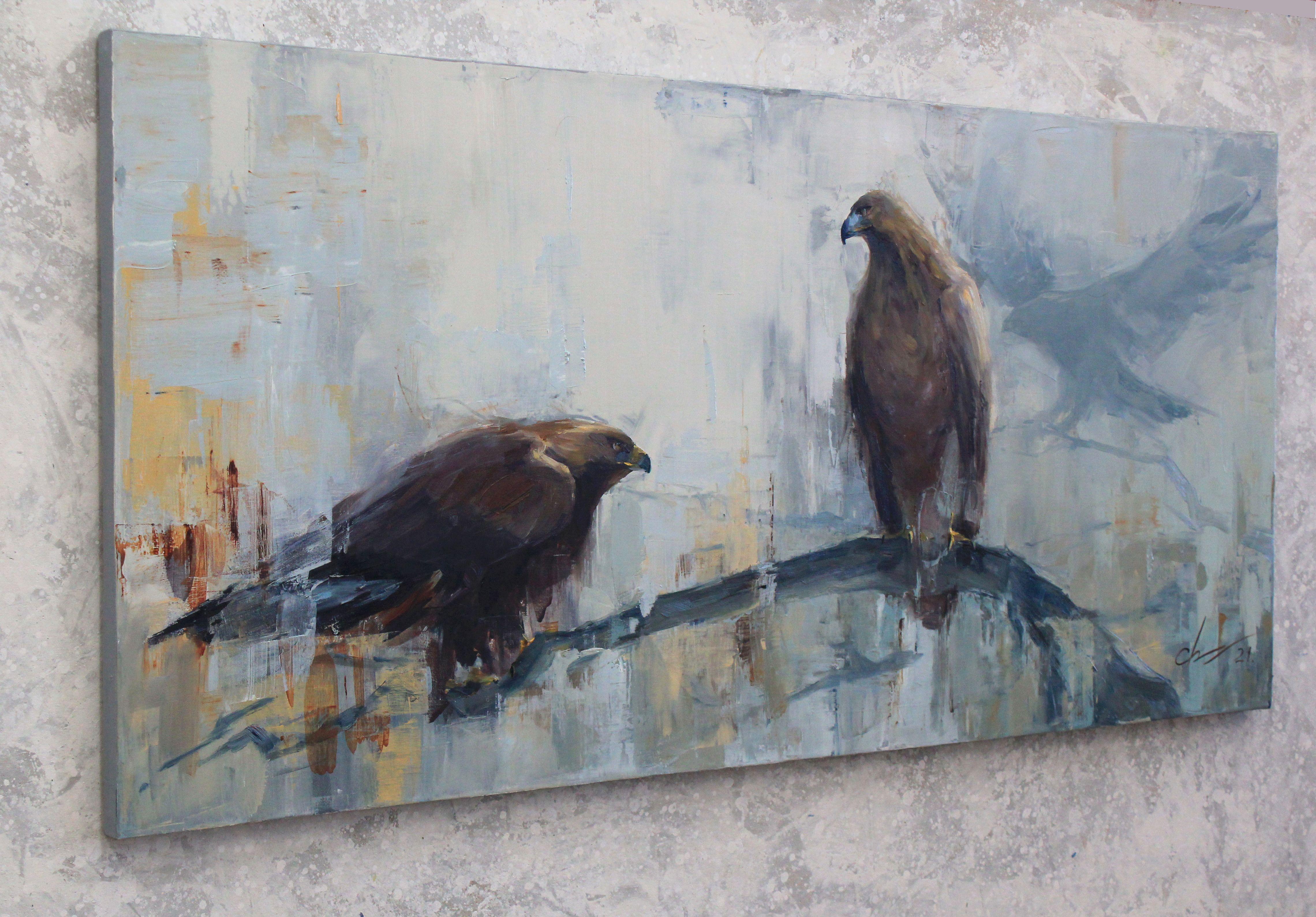 Dialog, Gemälde, Öl auf Leinwand – Painting von Sergei Chernyakovsky