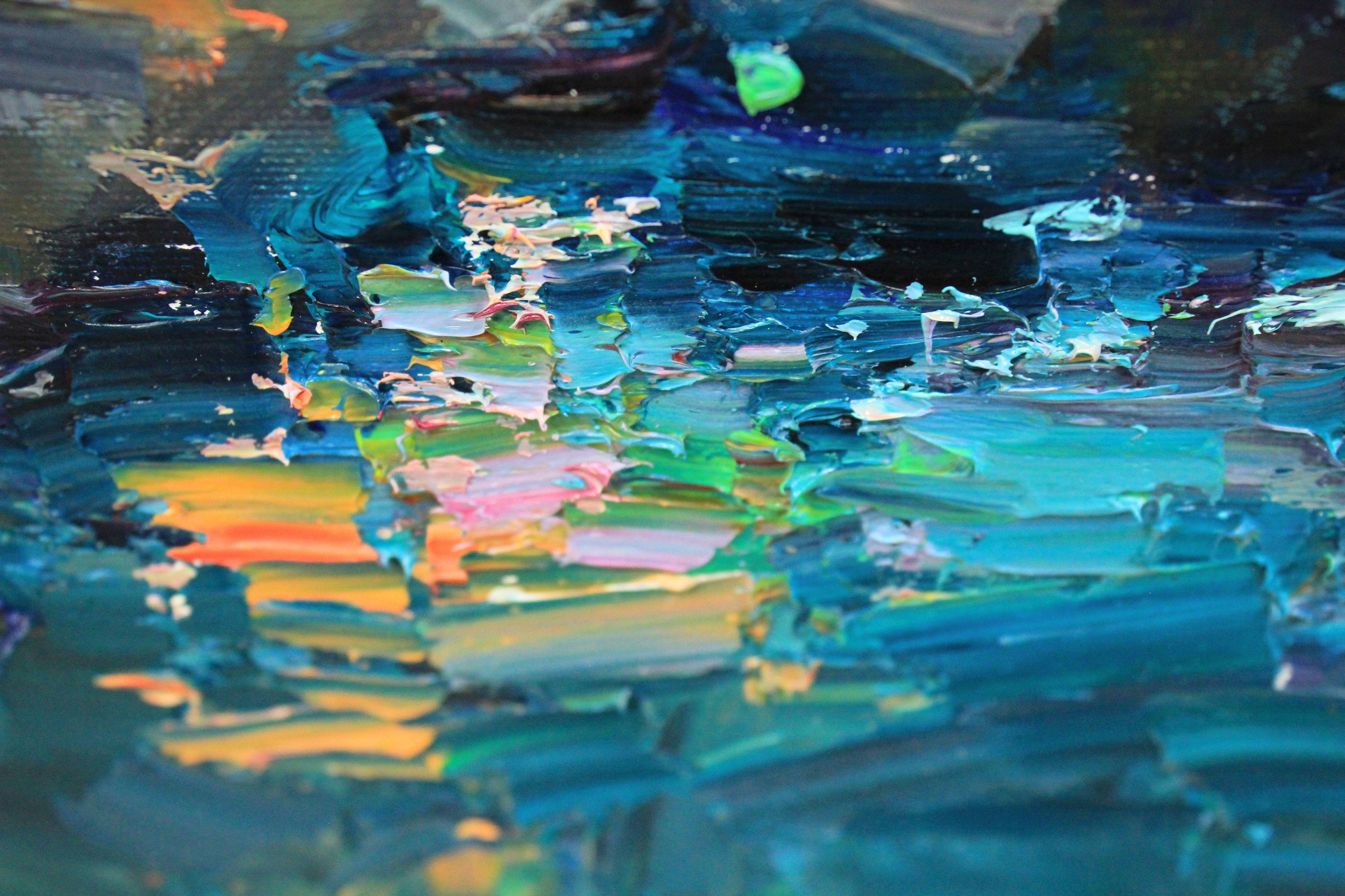 EVENING COAST OF RIOMAGGIORE, Painting, Oil on Canvas For Sale 3