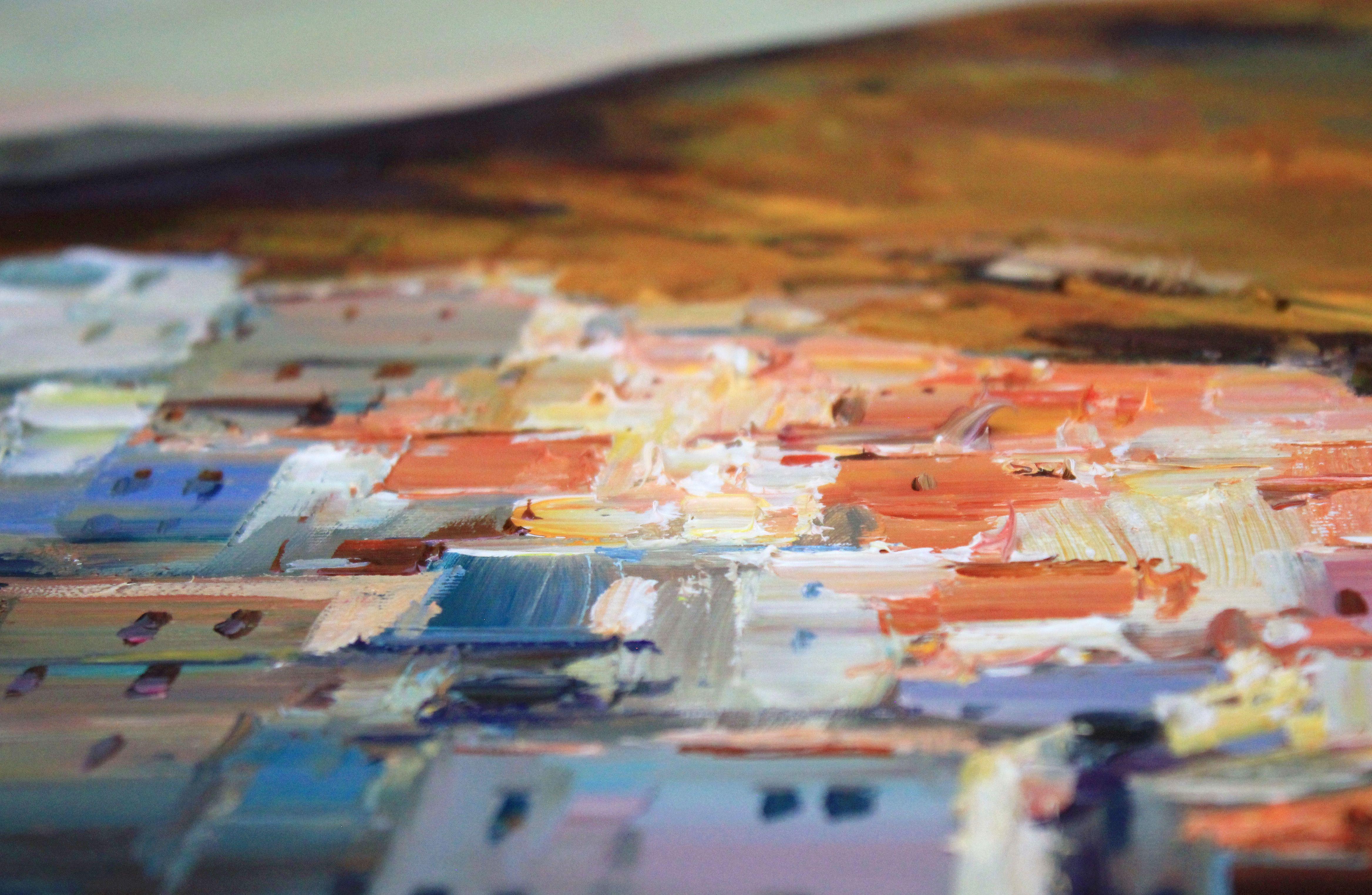EVENING COAST OF RIOMAGGIORE, Painting, Oil on Canvas For Sale 4