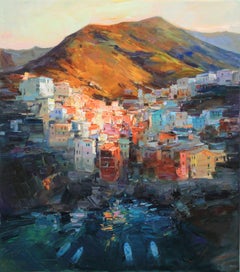 EVENING COAST OF RIOMAGGIORE, Painting, Oil on Canvas