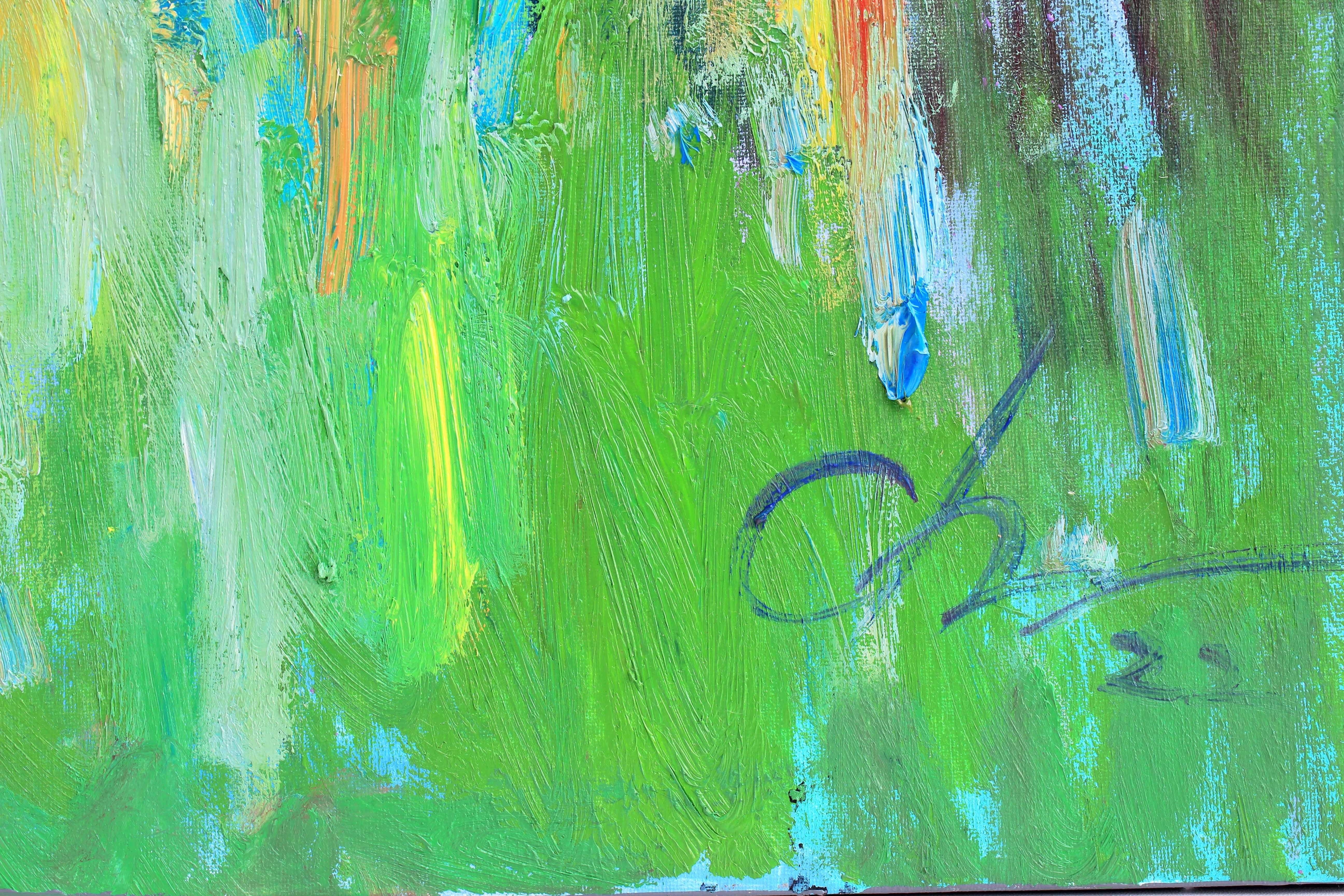 Abend-Garten, Gemälde, Öl auf Leinwand (Blau), Abstract Painting, von Sergei Chernyakovsky