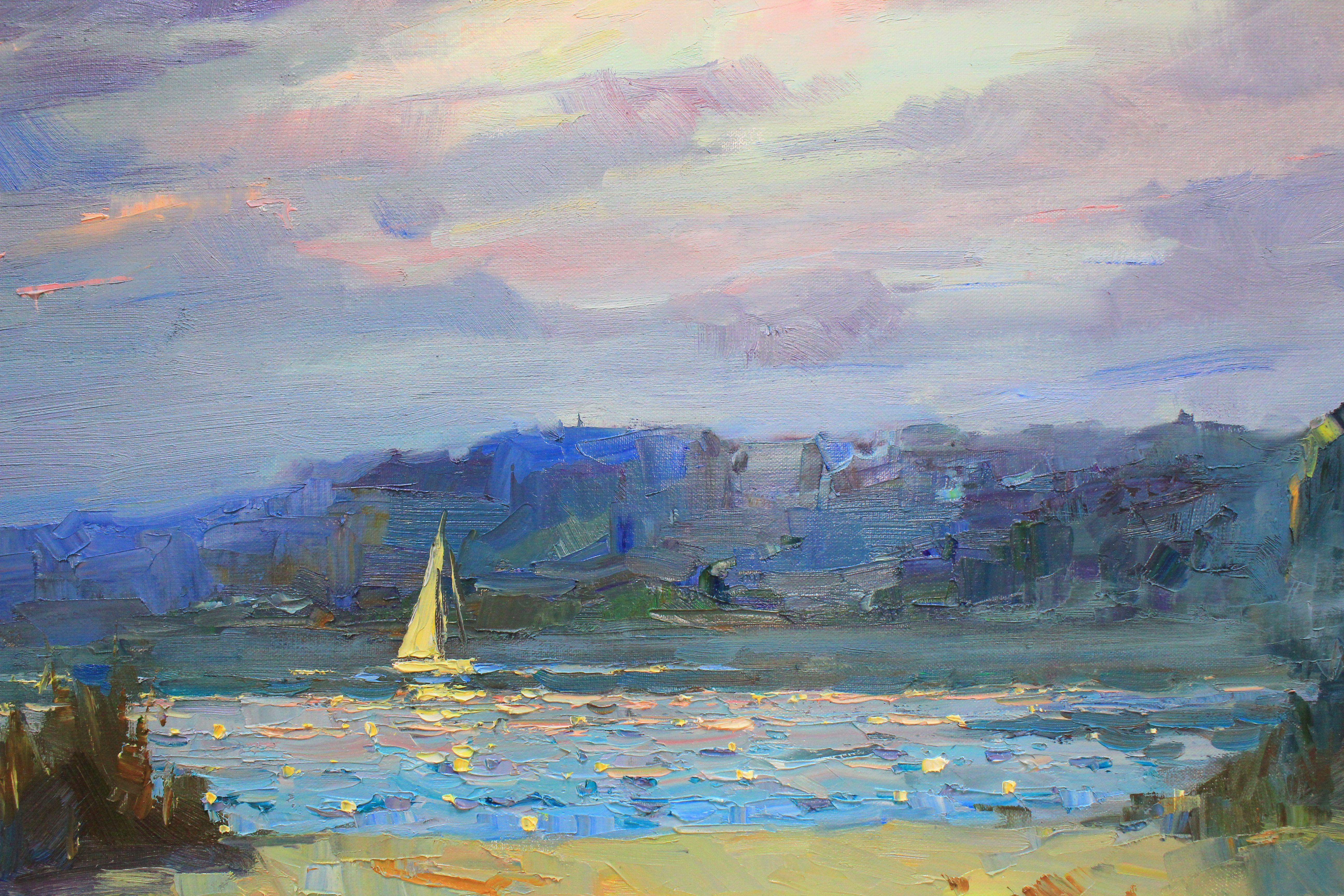 Abendinspiration, Gemälde, Öl auf Leinwand im Angebot 1