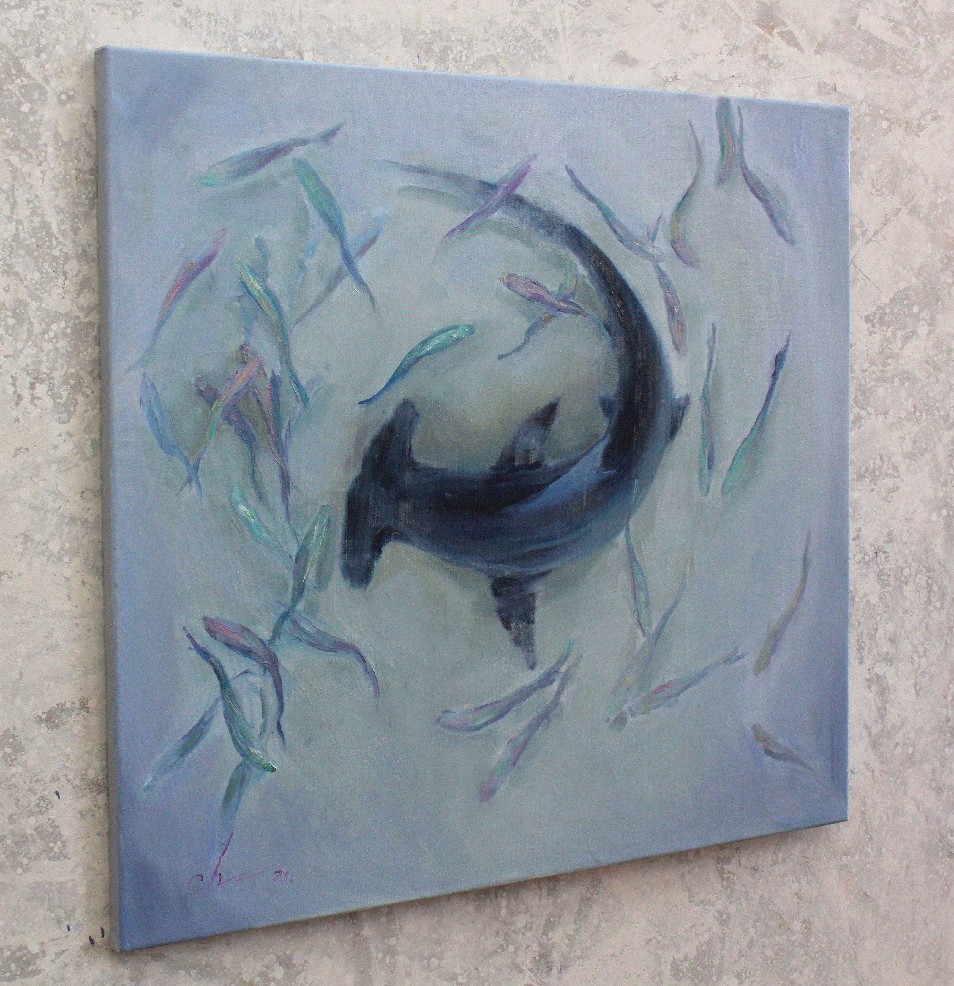 Hammerhead Shark, Painting, Oil on Canvas For Sale 1