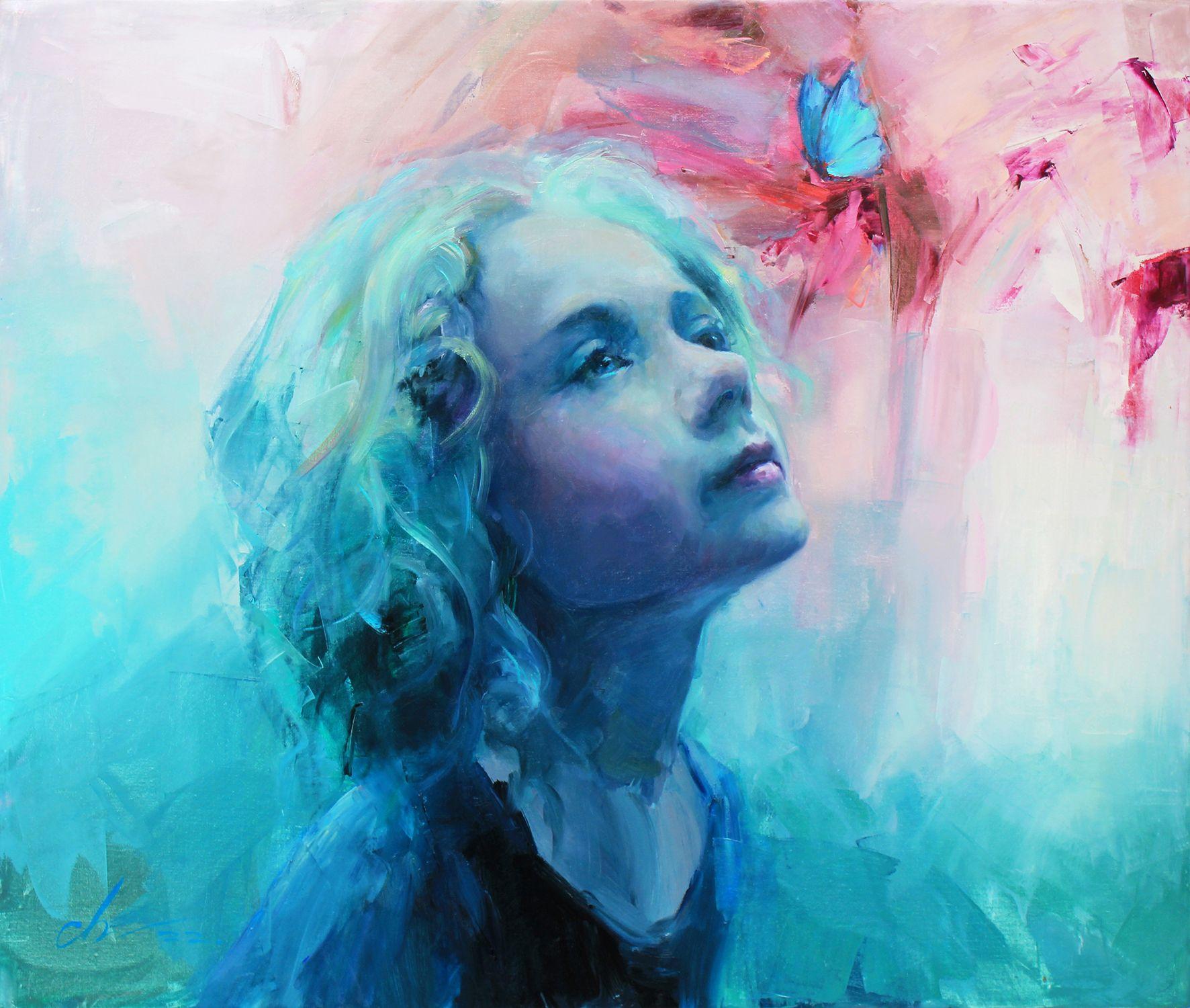 Sergei Chernyakovsky Abstract Painting - In fantasies, Painting, Oil on Canvas