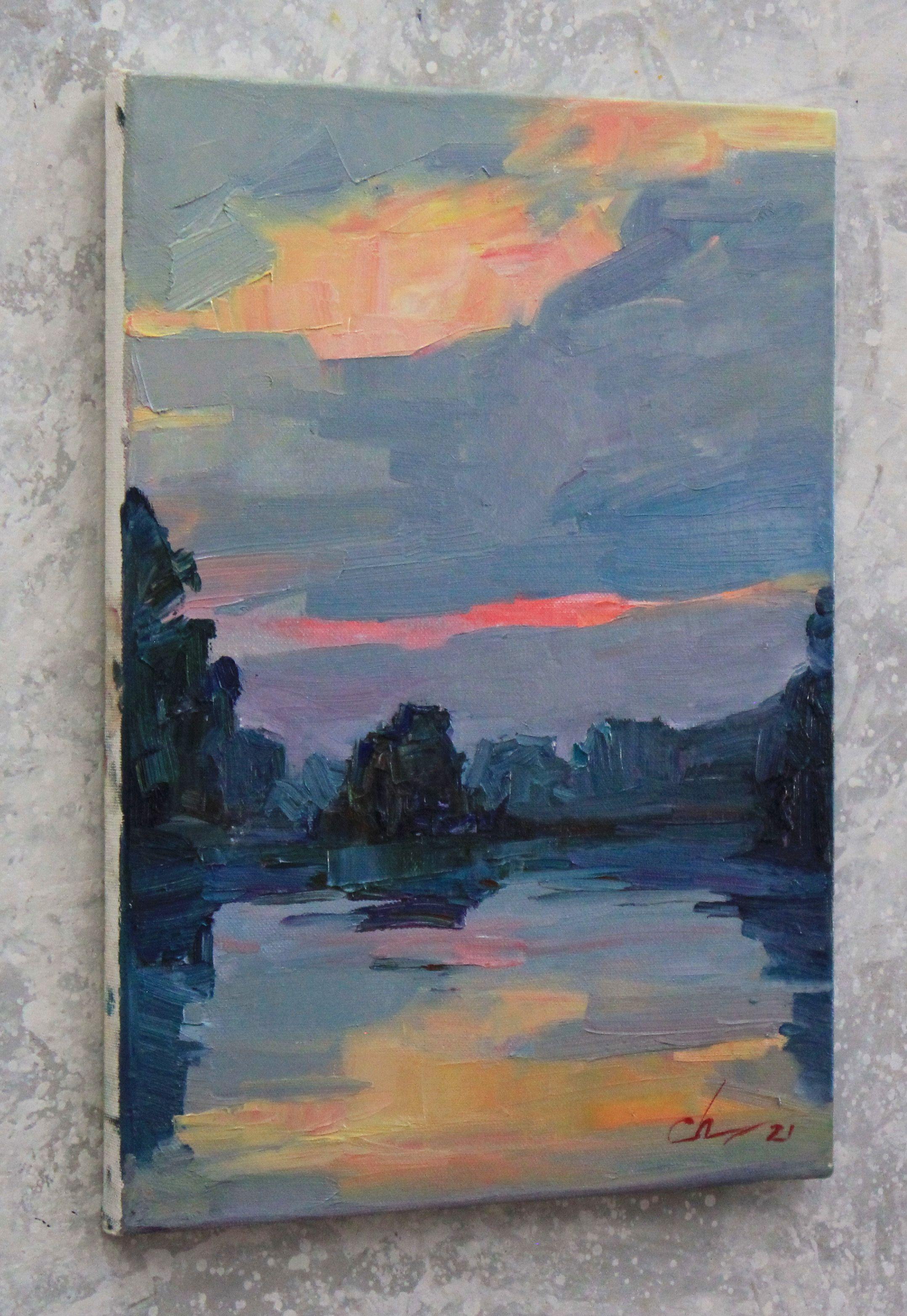Last ray of sun, Painting, Oil on Canvas For Sale 1