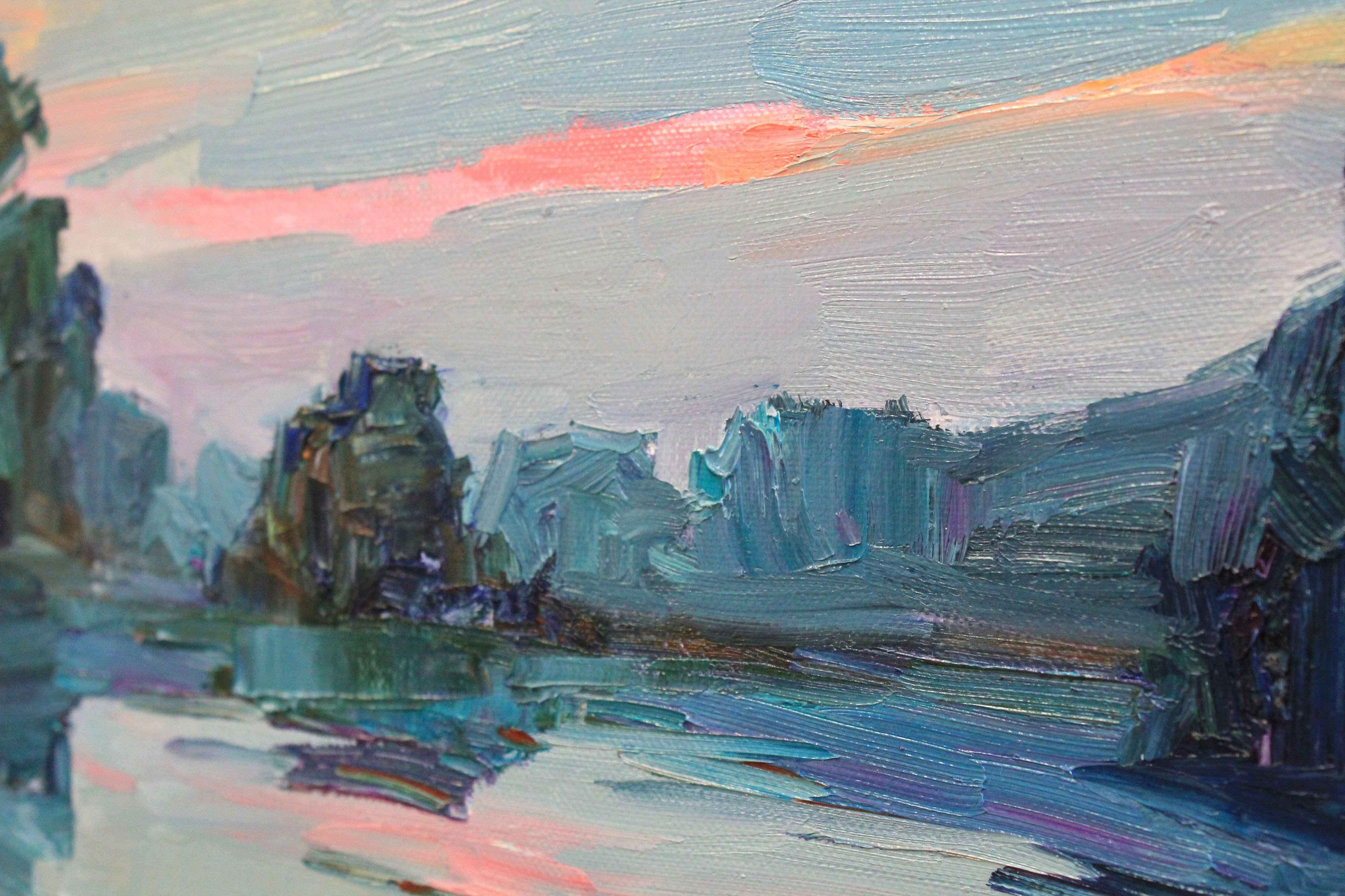 Last ray of sun, Painting, Oil on Canvas For Sale 2