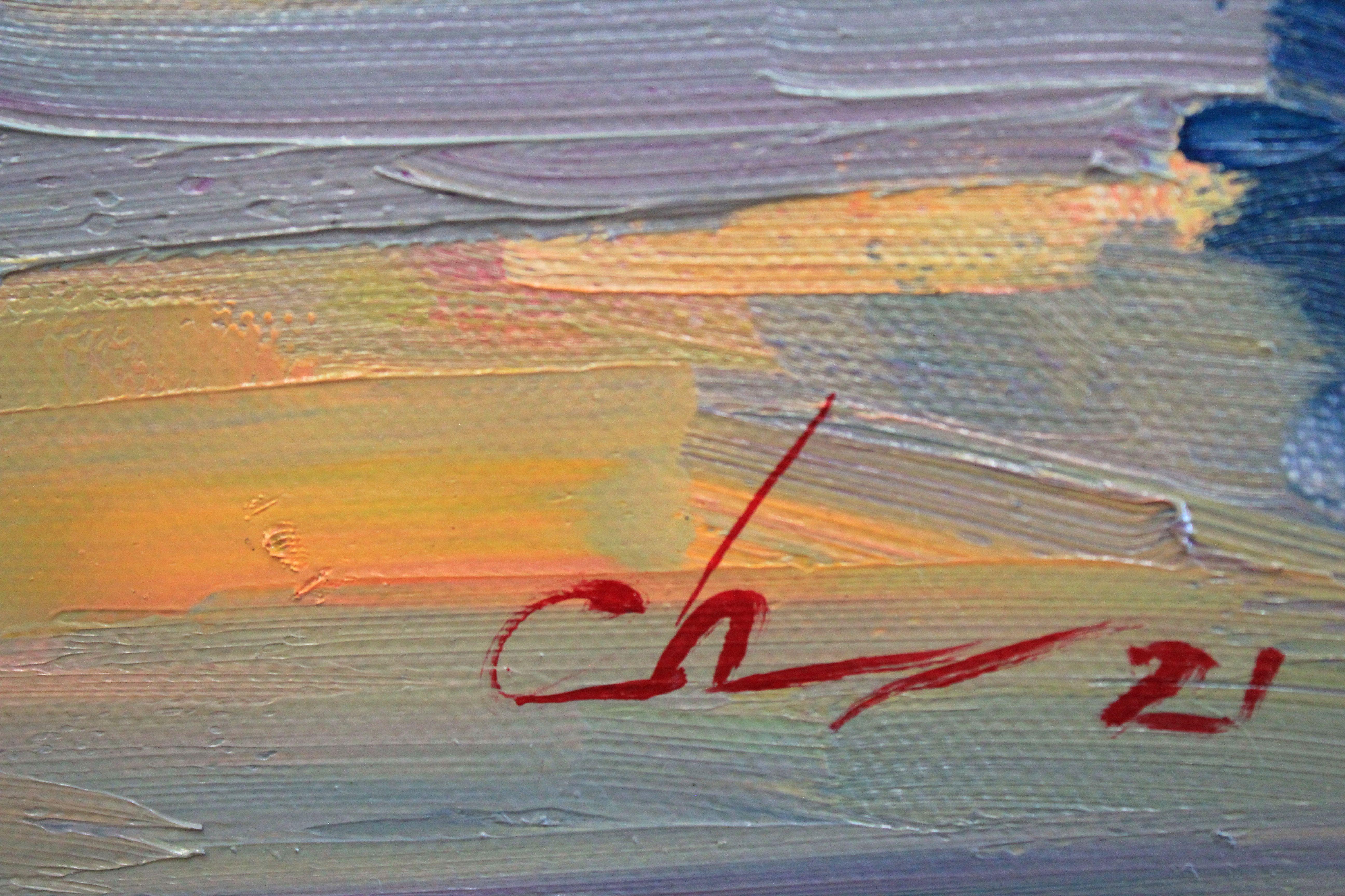Last ray of sun, Painting, Oil on Canvas For Sale 3